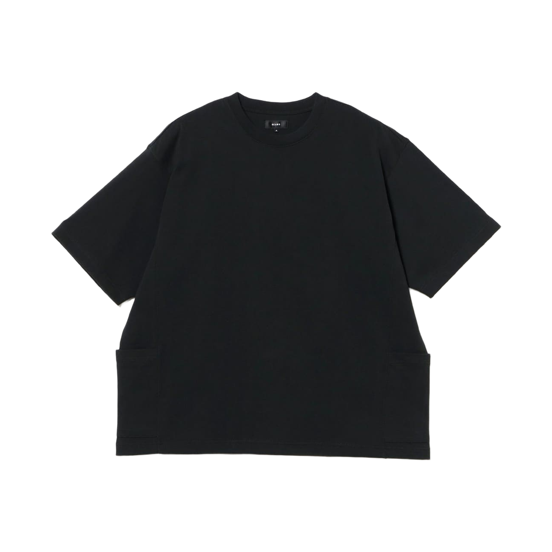 빔즈 와이드 핏 사이드 포켓 티셔츠 블랙(Beams Wide Fit Side Pocket T-Shirt Black)