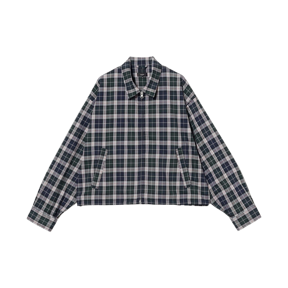 빔즈 숏 체크 집 블루종 네이비(Beams Short Check Zip Blouson Navy)