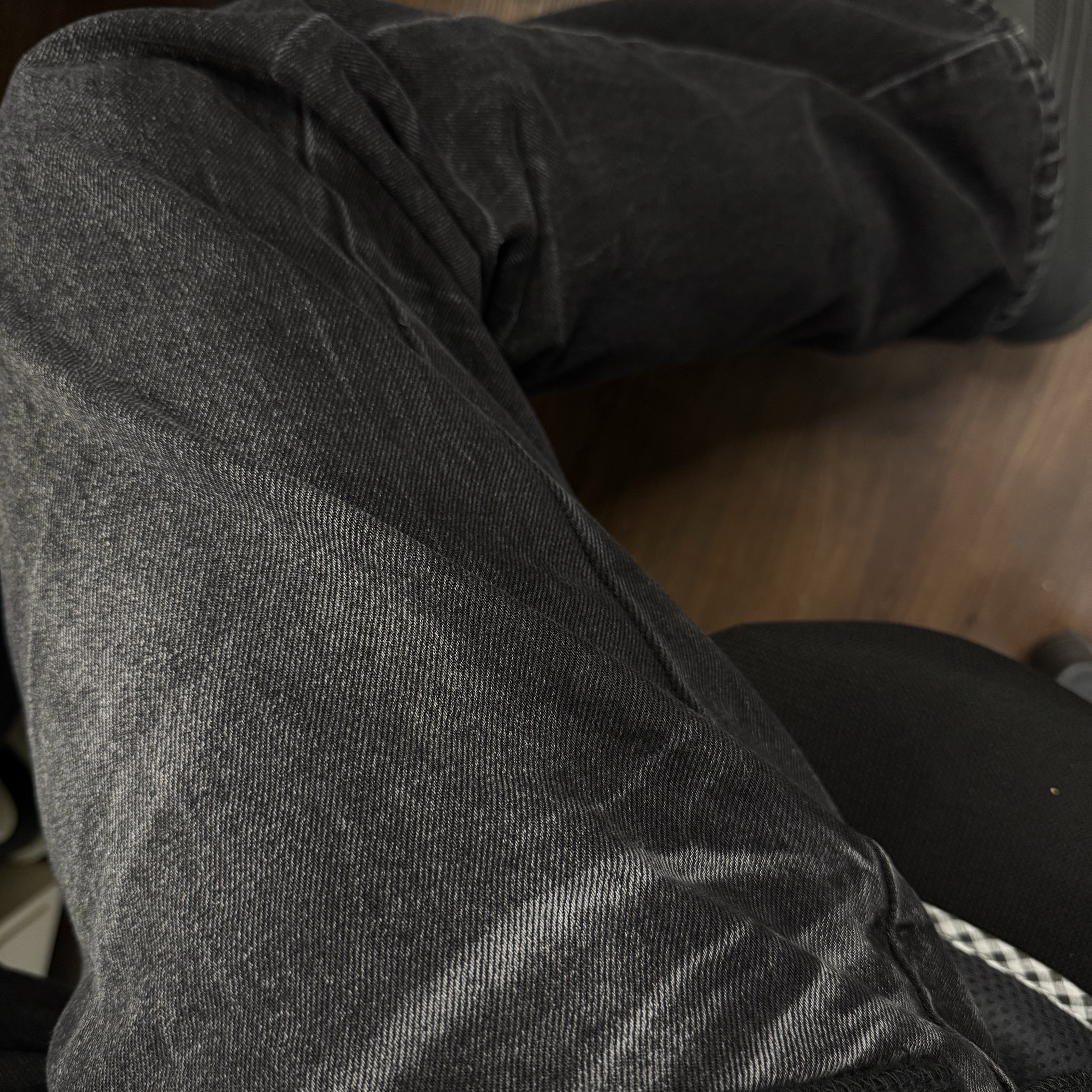 AX CONNECTION Authentic Vintage Washed Flare Denim Pants Black 착용 스타일