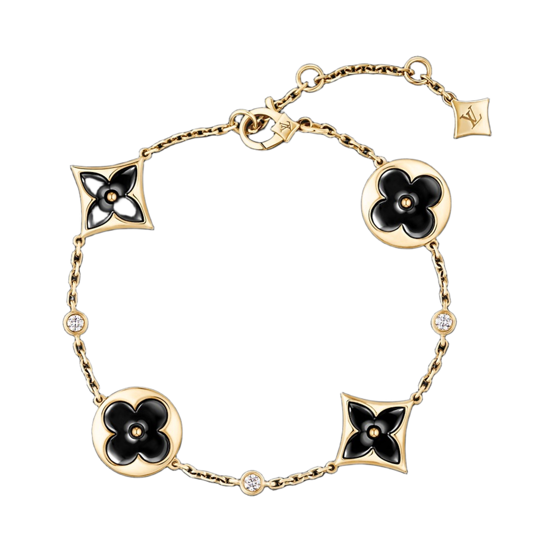 Q05024 (W) Louis Vuitton Color Blossom BB Multi Motif Bracelet 18K Yellow Gold Onyx Diamond