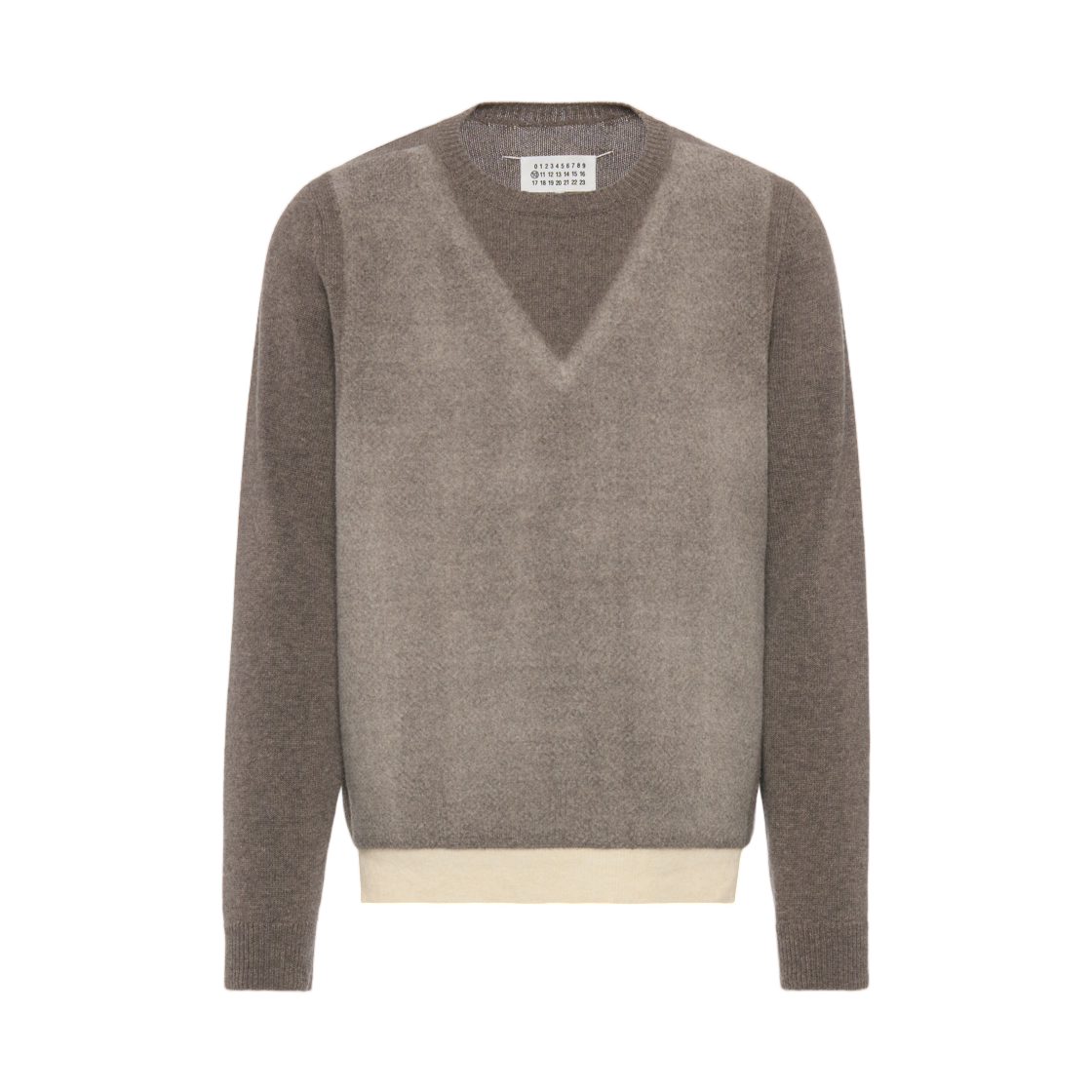S50HL0086M13304812F Maison Margiela Fused Knit Wool Crewneck Sweater Mud Brown