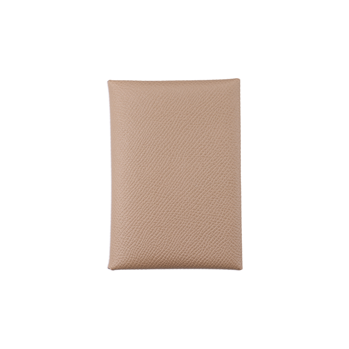 IT2HHPNIVI4R Hermes Calvi Duo Card Holder in Appson & Etoupe with Palladium Hardware W Engraving