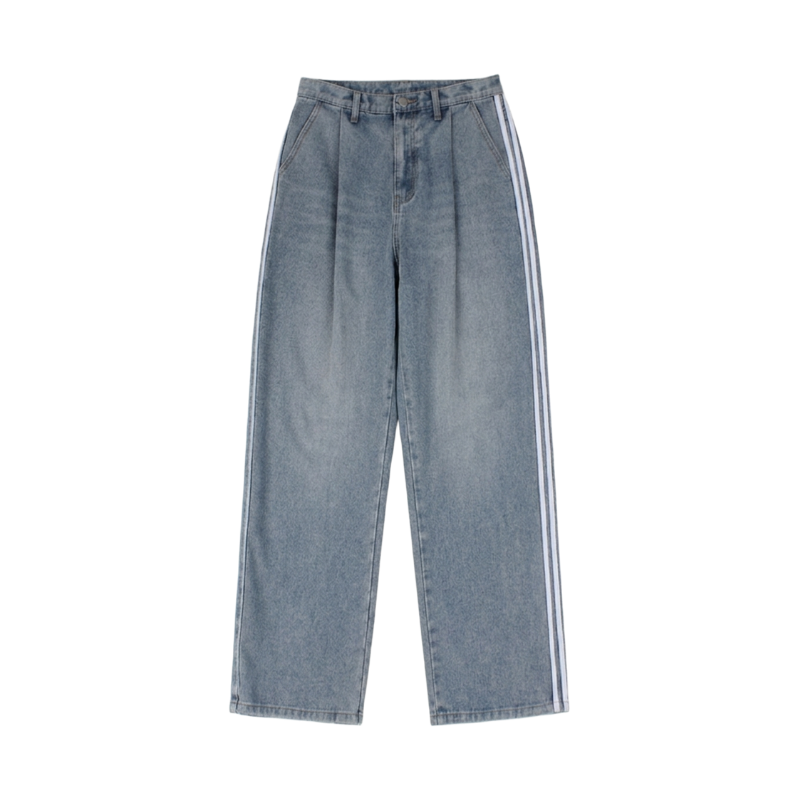 GC3947 GCLIP Pin-Tuck Two Line Balloon Wide Denim Pants