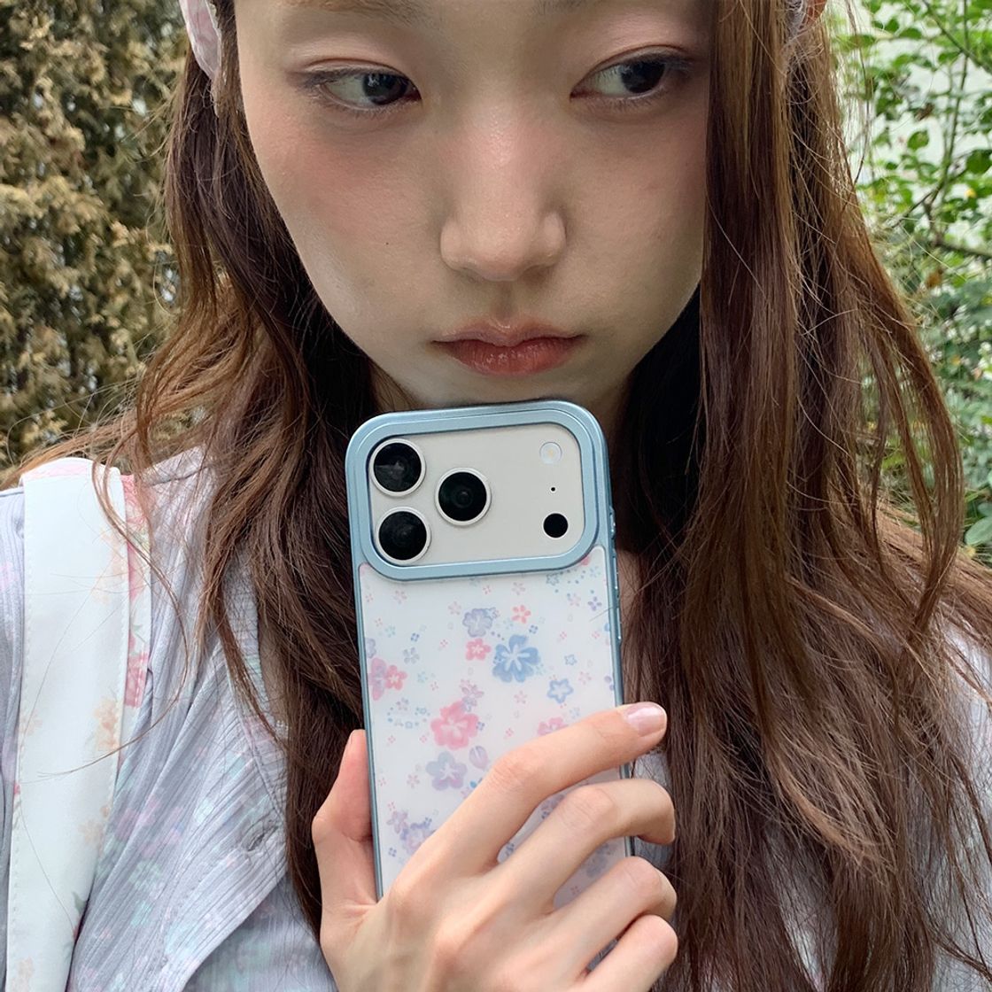 뮤즈무드 알로하 플라워 블루 범퍼 휴대폰 케이스(Musemood Aloha Flower Blue Bumper Phone Case) - 3