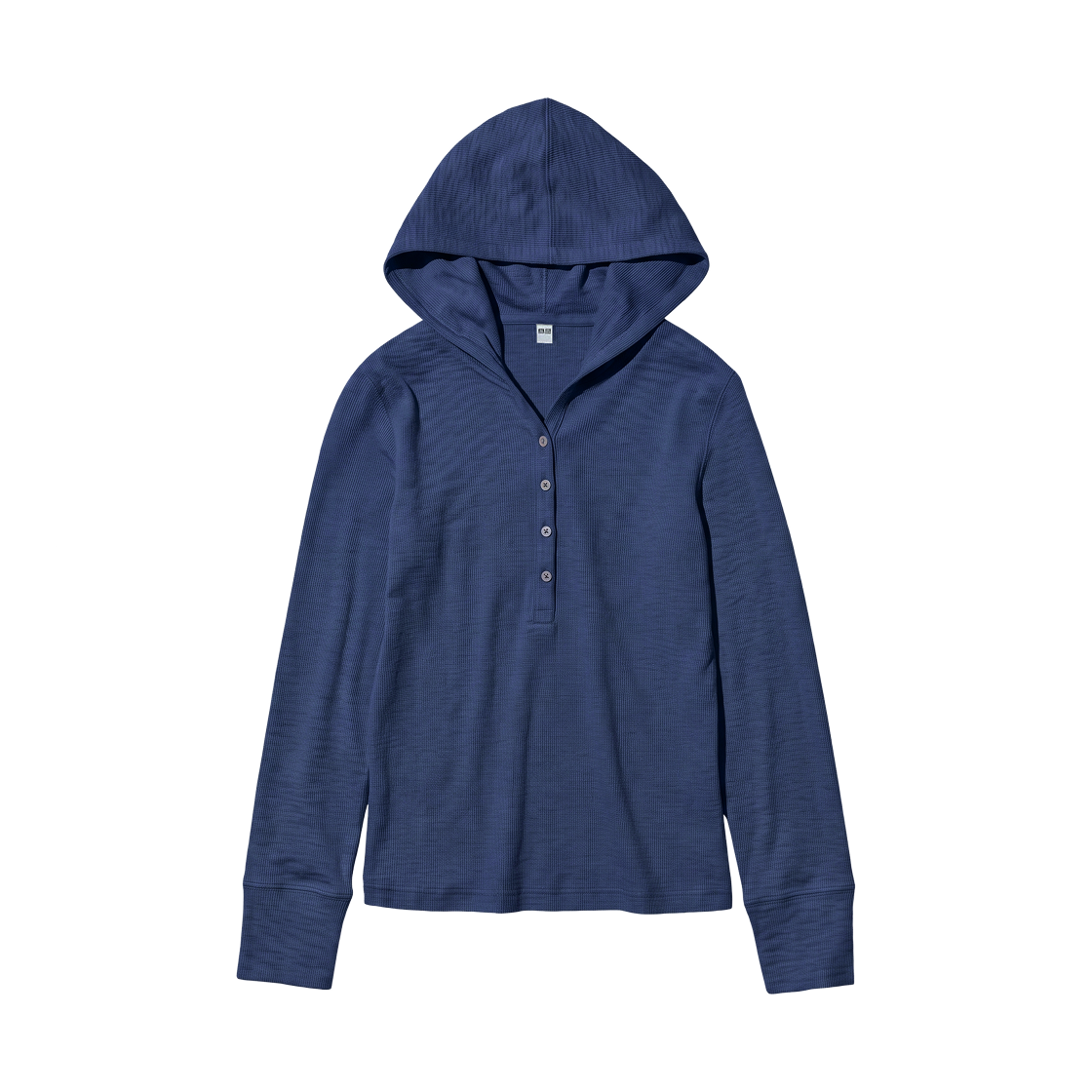 488298-69 (W) Uniqlo Hooded Ribbed Long Sleeve T-Shirt Navy