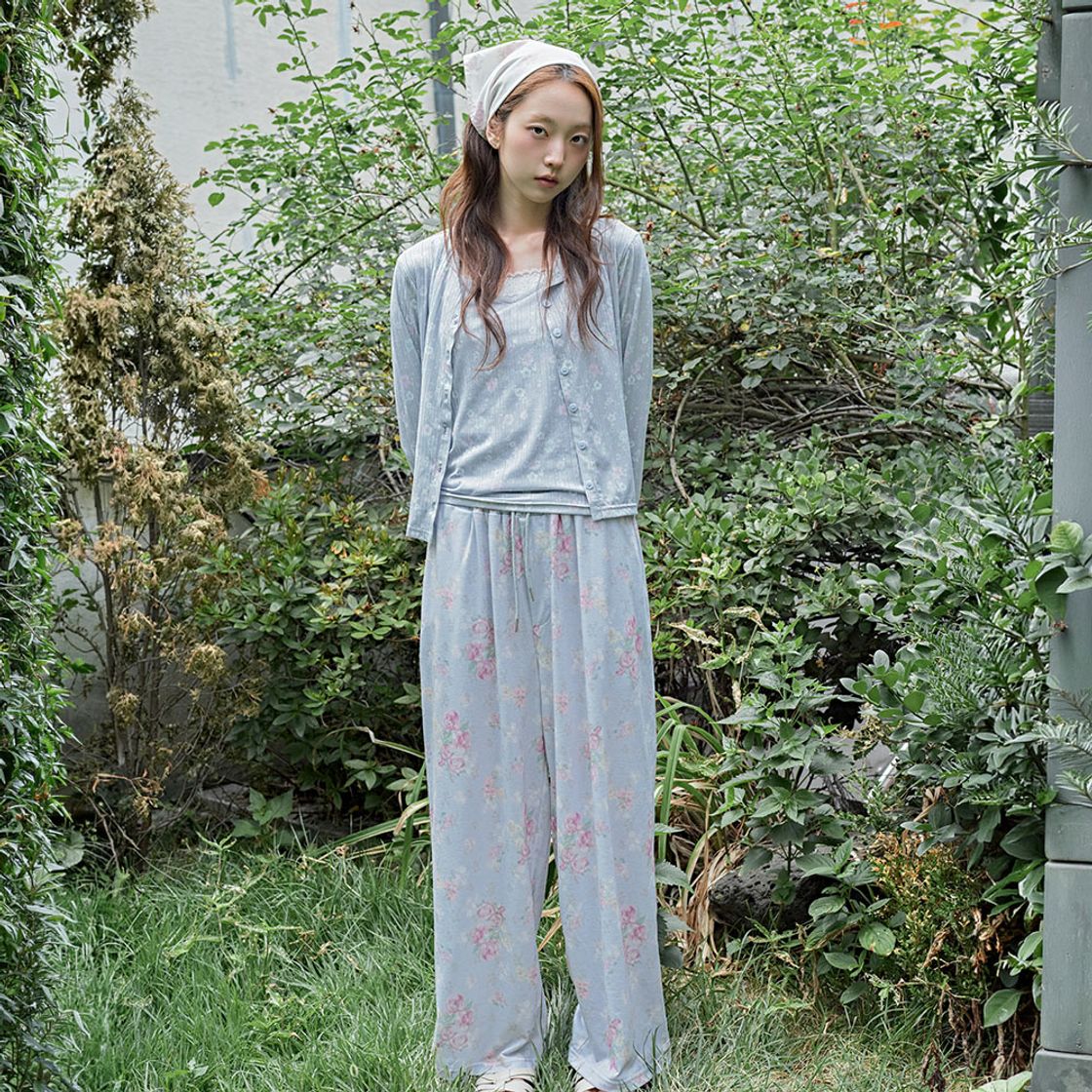 뮤즈무드 로즈 레터 와이드 밴딩 팬츠(Musemood Rose Letter Wide Pants) - 3