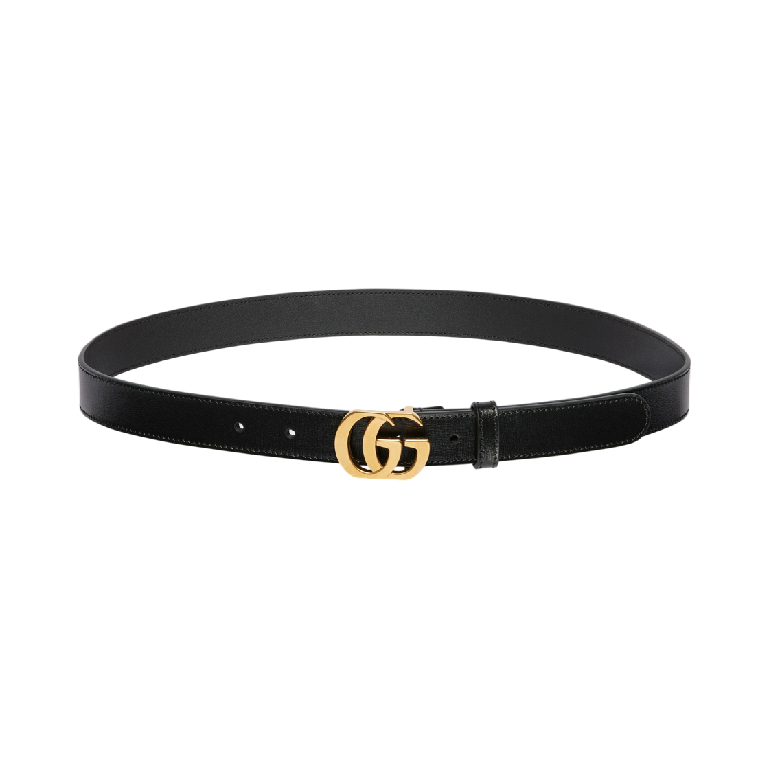 A005SN-AAGYS-1000 (W) Gucci Cut GG Marmont Thin Belt Black