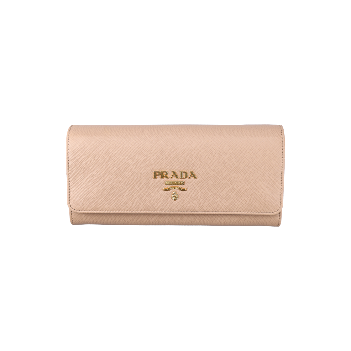 ITROR8689K4I Prada Chain Metal Flap Long Wallet in Saffiano Leather Beige