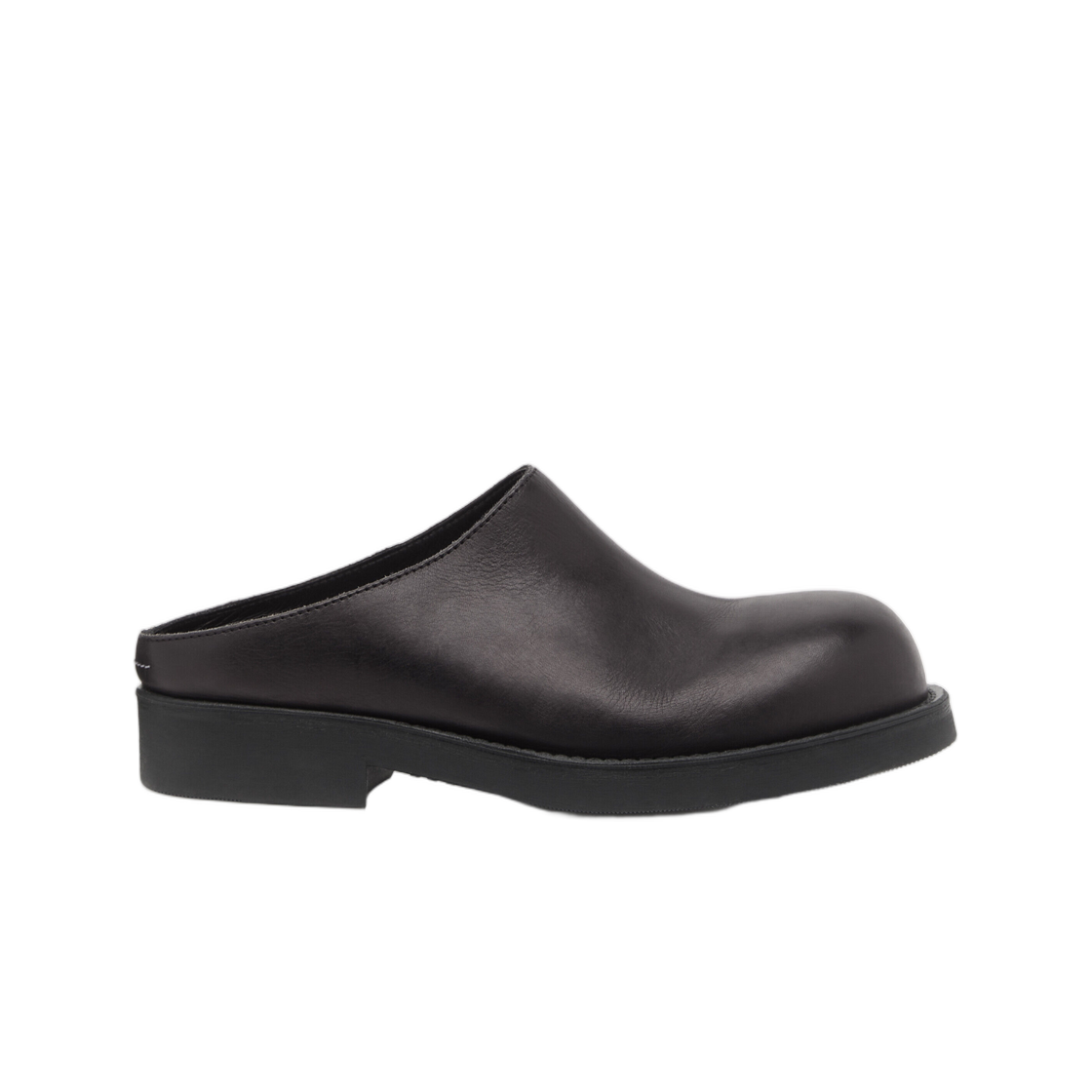 S59WX0088P7431T8013 (W) MM6 Maison Margiela Round-Toe Leather Biker Mules Black