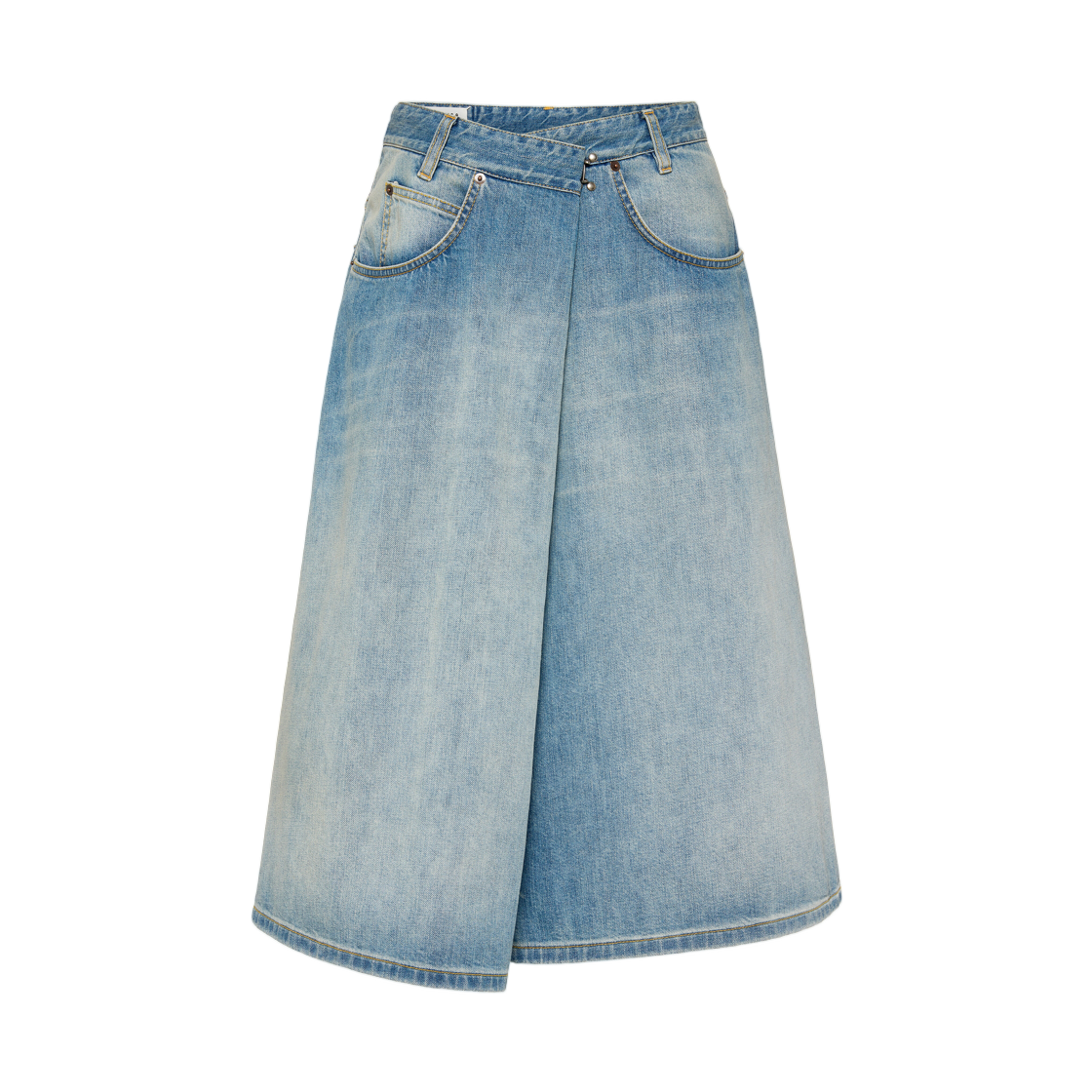 S51ME0066M30034962 (W) Maison Margiela Wrap Denim Midi Skirt Blue Jeans