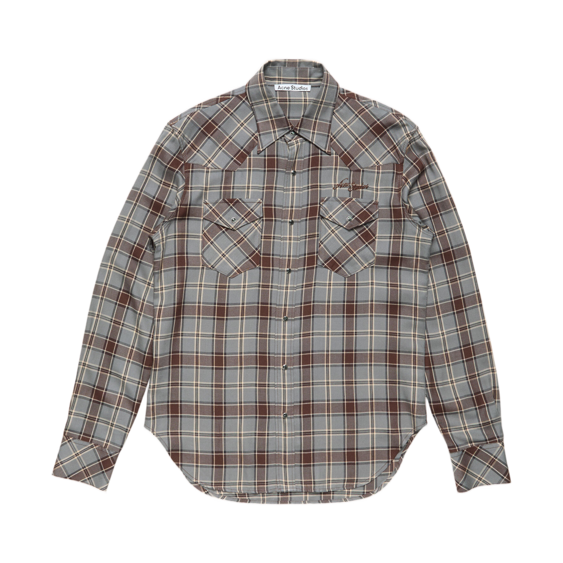 BB0715-BQ9 Acne Studios Flannel Check Button Up Shirt Multi Grey
