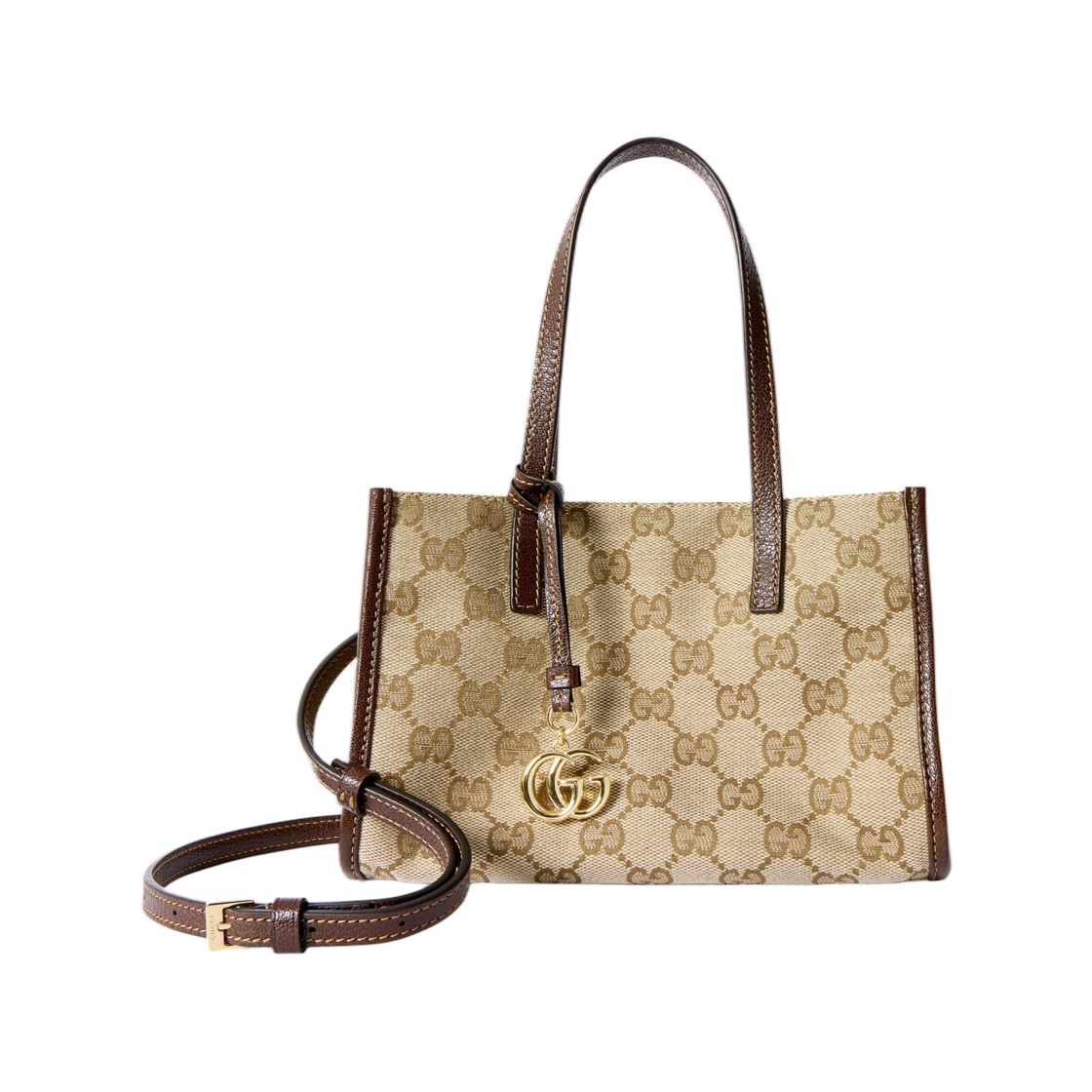 A006WK-FAGBY-9651 Gucci Double G Charm Small Tote Bag Sand Brown