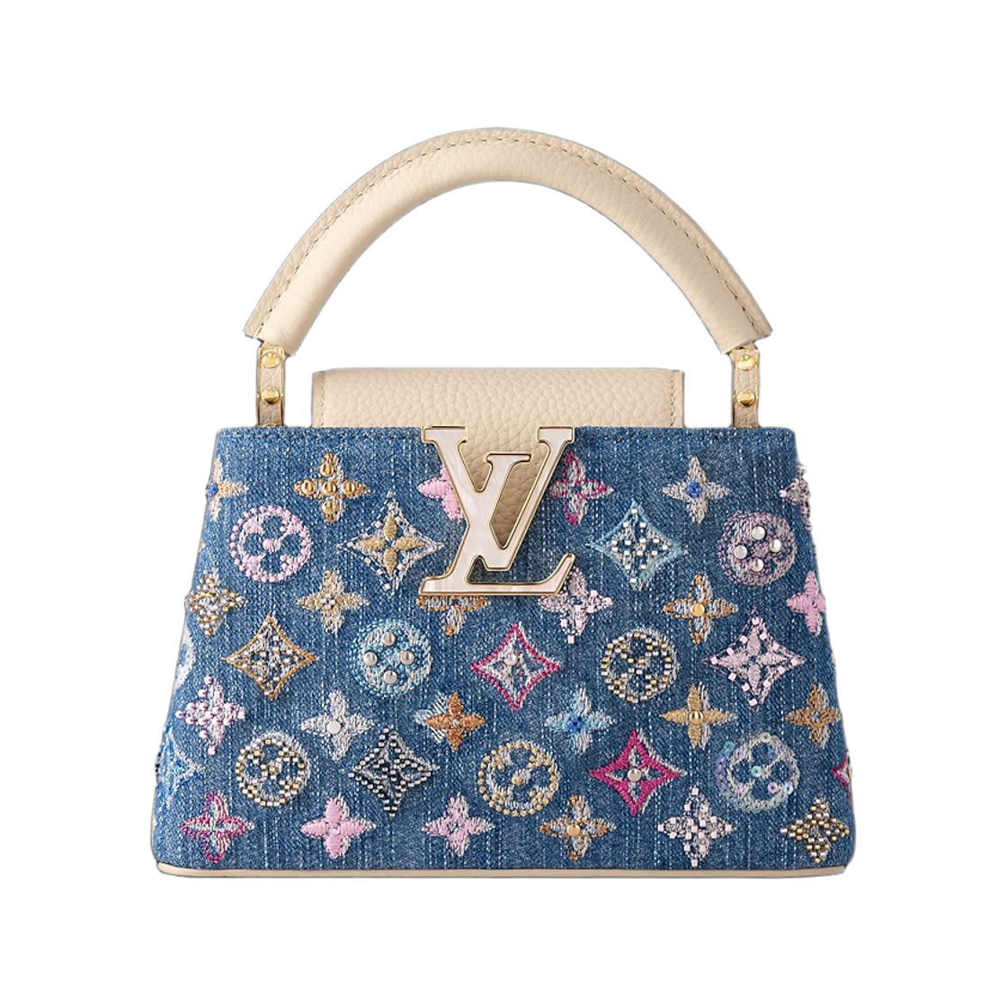 M12947 Louis Vuitton Capucines Mini Denim Blue Cream