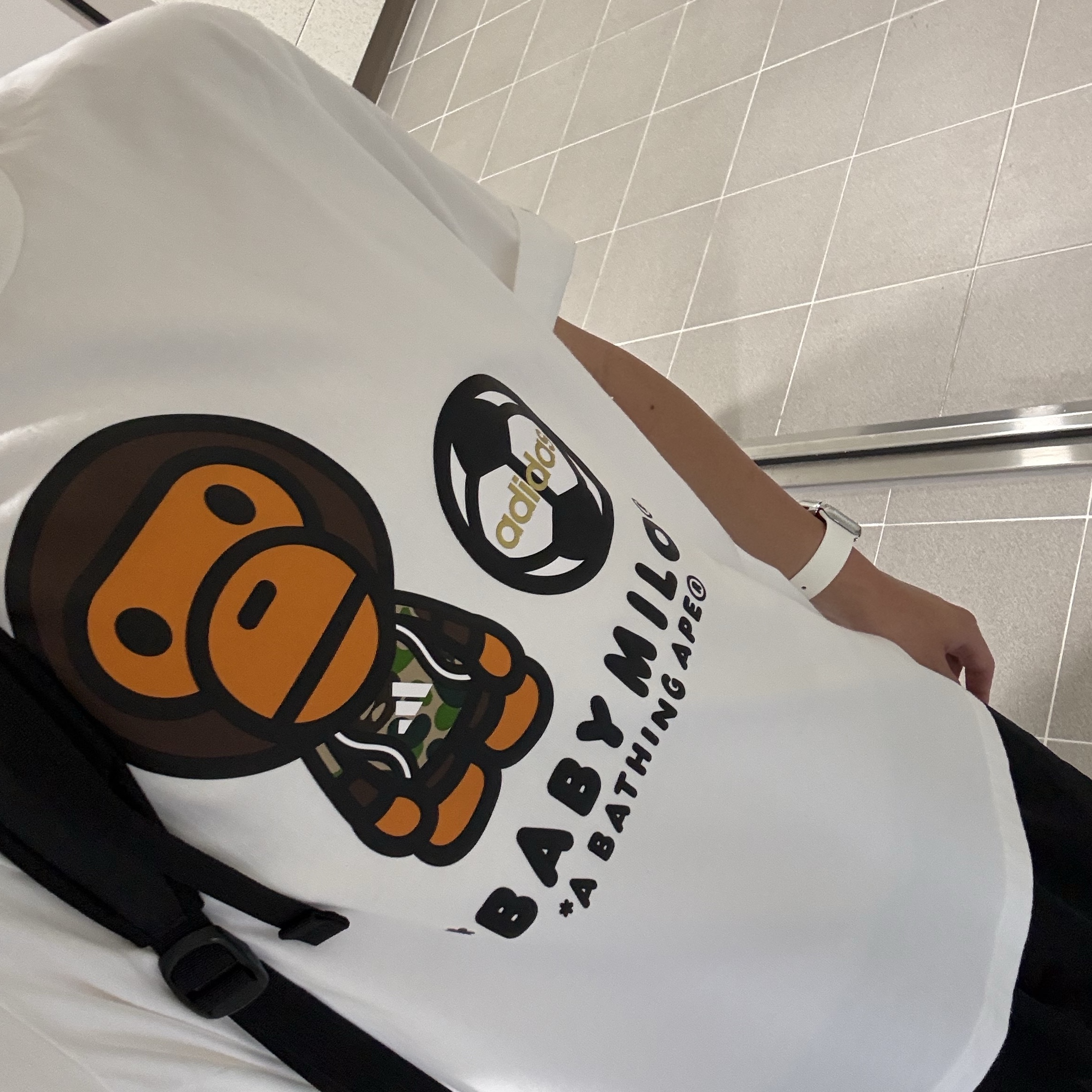 Adidas x BAPE Baby Milo T-Shirts White - KR Sizing 착용 스타일 - 1