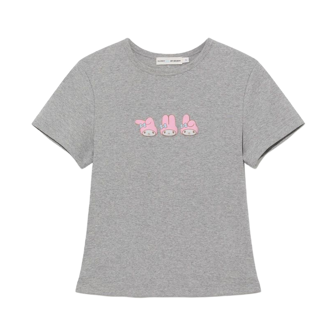 (W) 글로니 x 마이 멜로디 베이비 티셔츠 멜란지 그레이((W) Glowny x My Melody Baby T-Shirt Melange Gray)