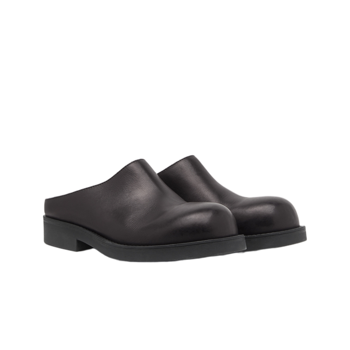 (W) MM6 메종 마르지엘라 라운드토 레더 바이커 뮬 블랙((W) MM6 Maison Margiela Round-Toe Leather Biker Mules Black) - 2