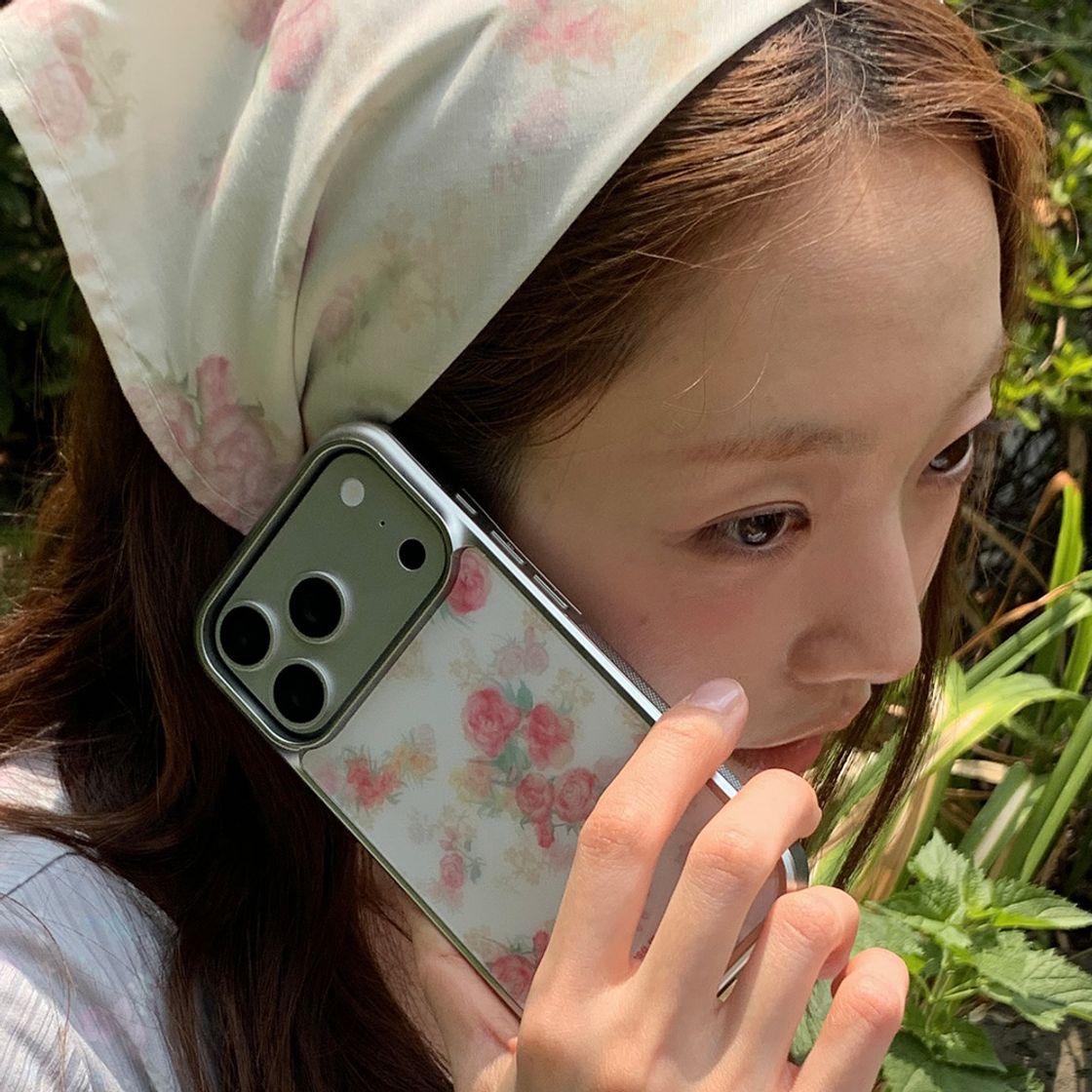 뮤즈무드 로즈 레터 실버 에폭시 휴대폰 케이스(Musemood Rose Letter Silver Epoxy Phone Case) - 2