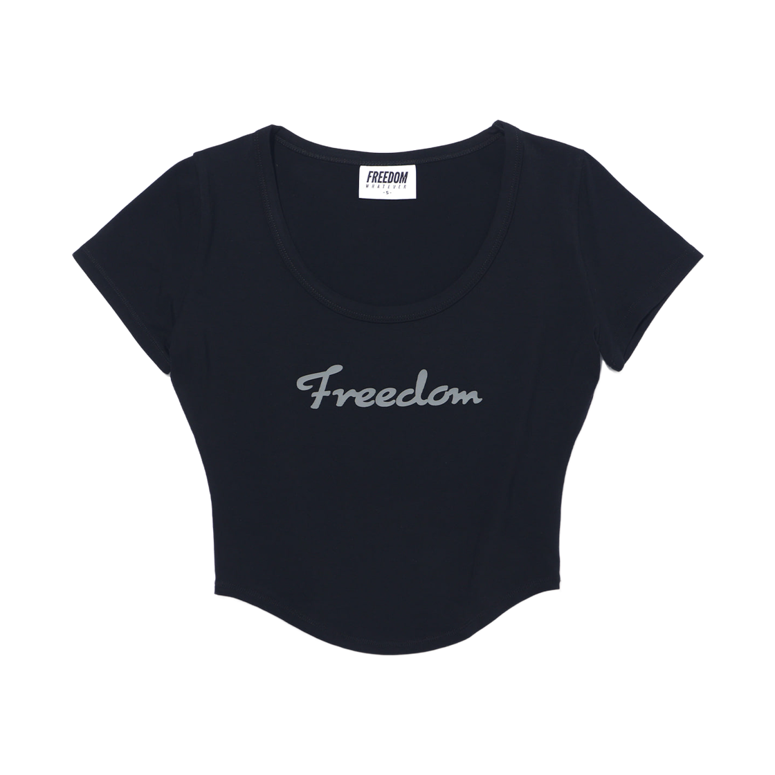 FD26MWTS0460BK FREEDOM Modal U-neck Crop Short Sleeve Black