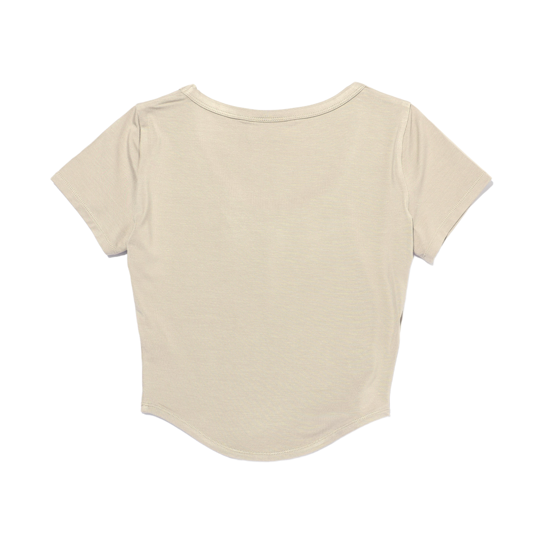 프리덤 모달 U넥 크롭 숏 슬리브 샌드베이지(FREEDOM Modal U-neck Crop Short Sleeve Sand Beige) - 2