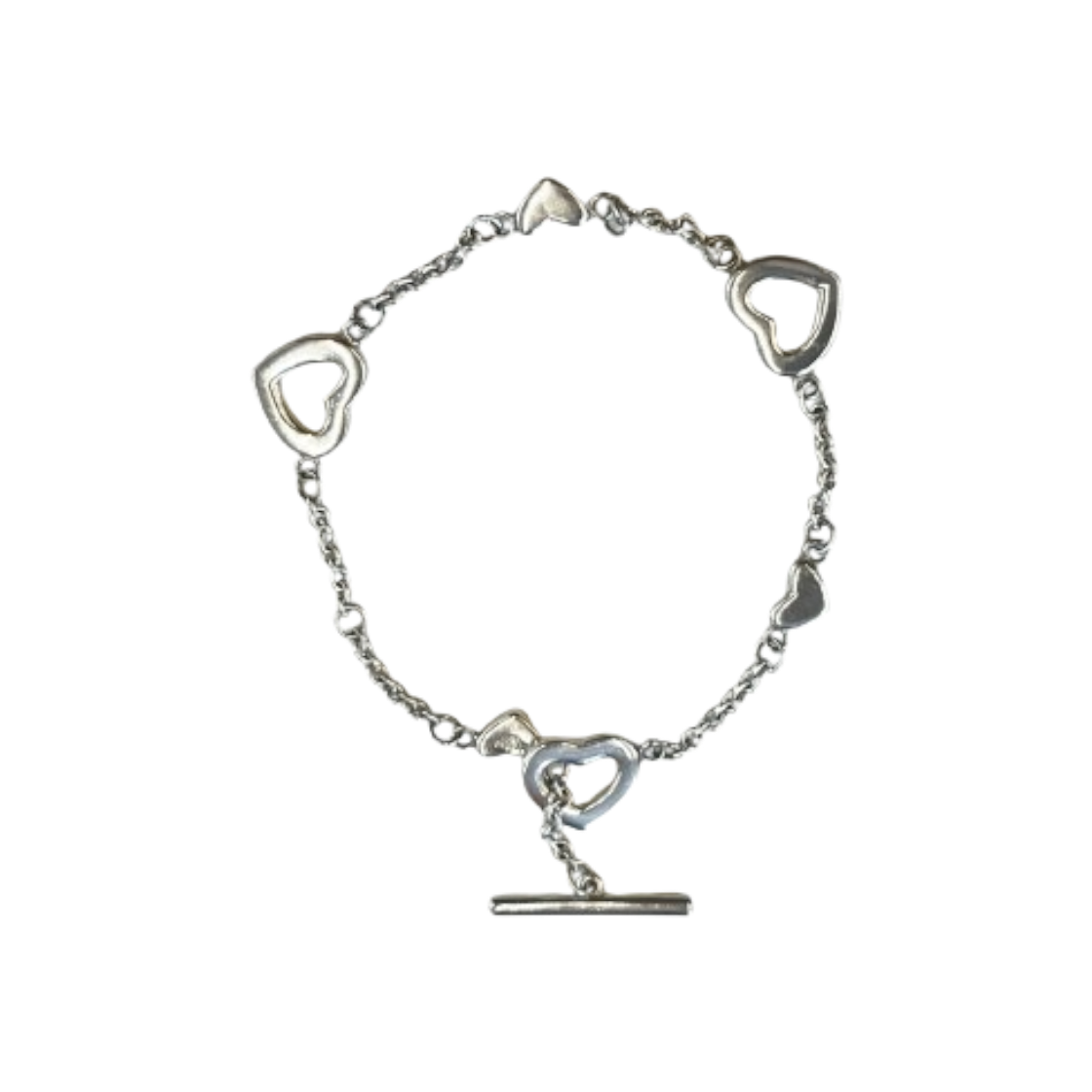 ITSRNDCSMBU2 Tiffany & Co. Sterling Silver Heart Station Toggle Bracelet