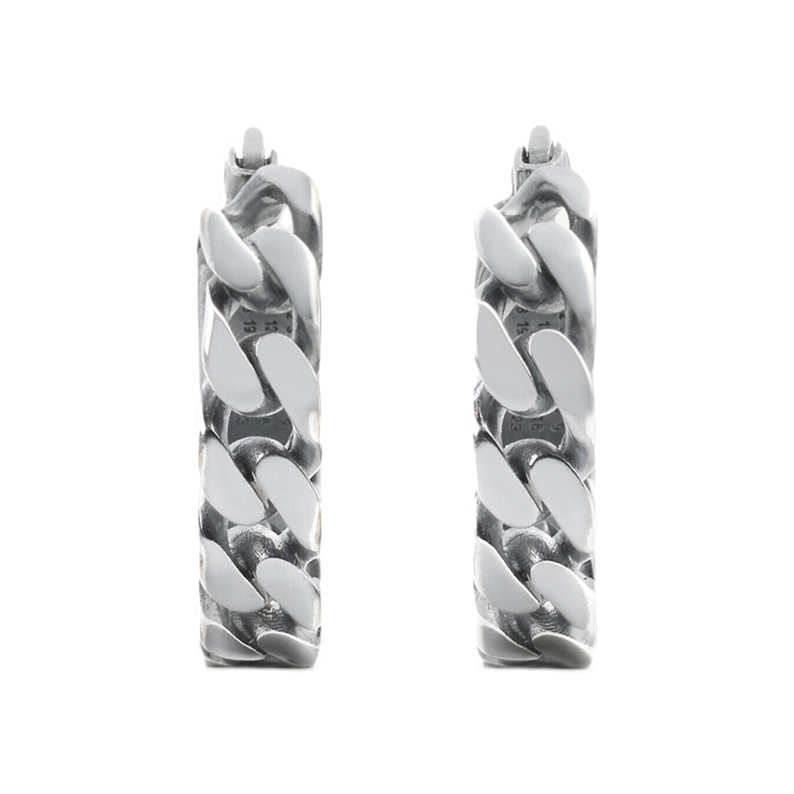 SM6VG0115P8884954 MM6 Maison Margiela Burnished Chain Earrings Gray
