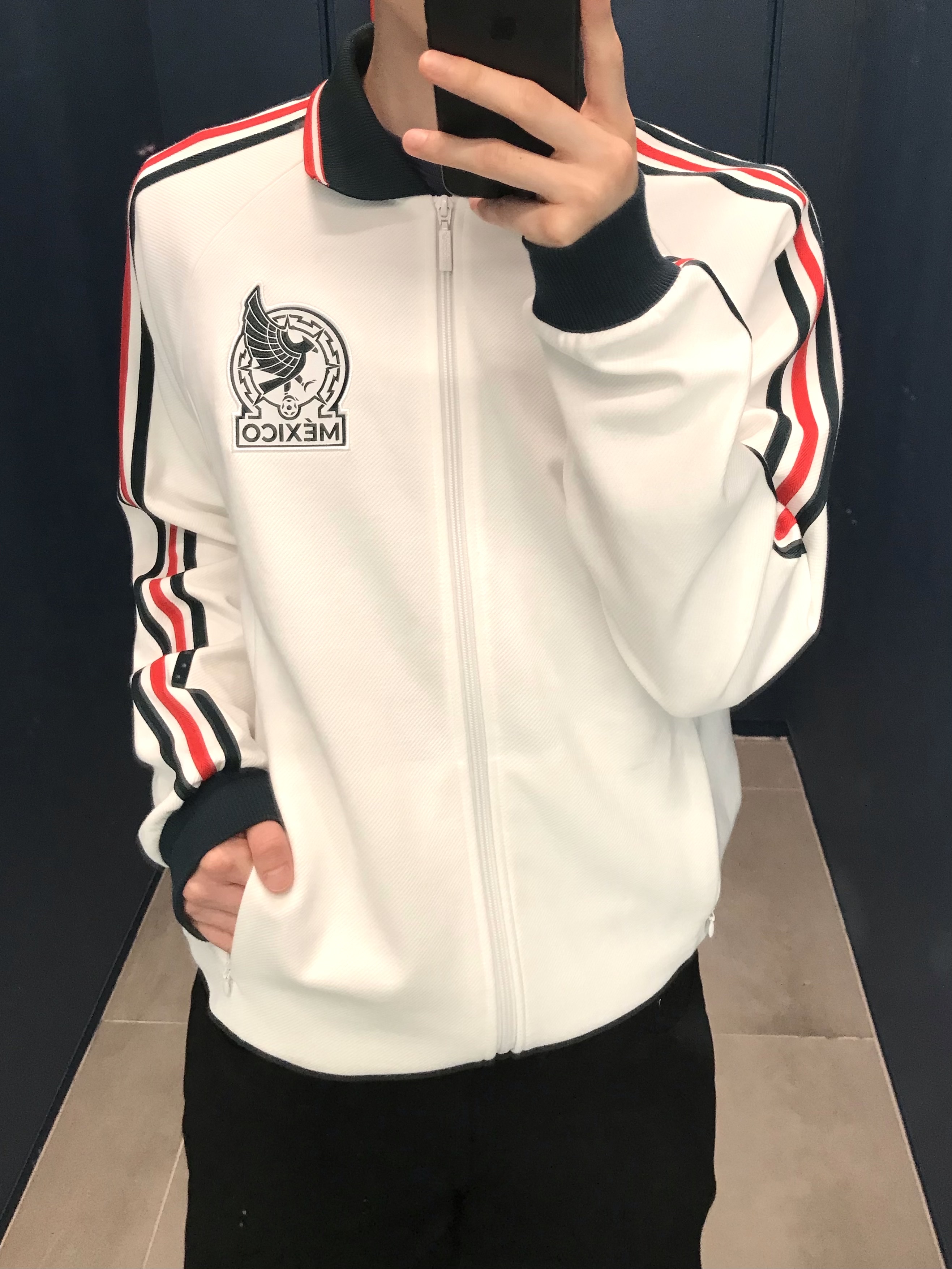Adidas Mexico Away Anthem Jacket White - KR Sizing (Non Marking Ver.) 착용 스타일 - 2