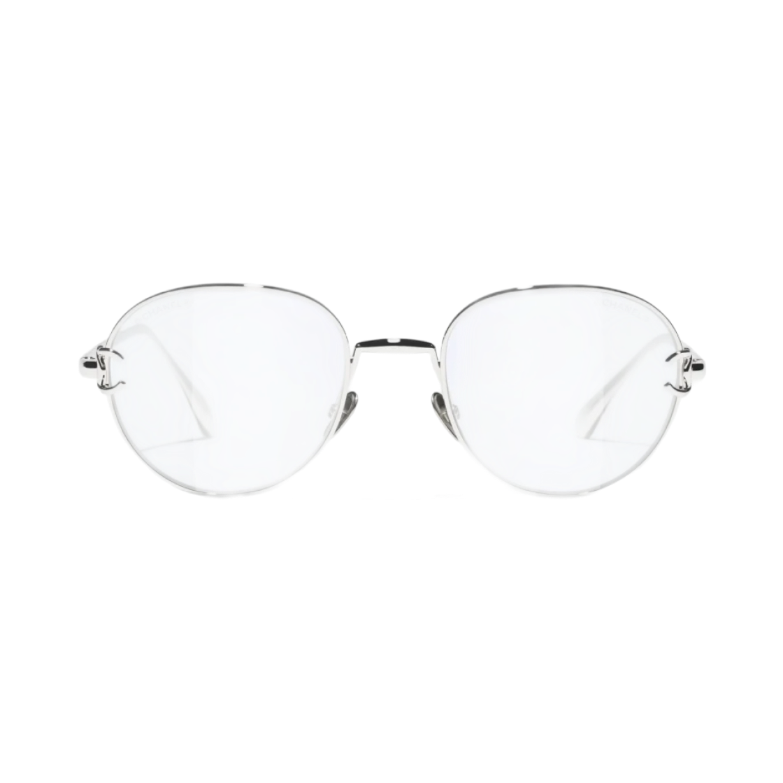 A71807-X01060-L2412 Chanel Exclusive Pantos Blue Light Glasses Metal & Silver Frame Blue Light Transparent Lens