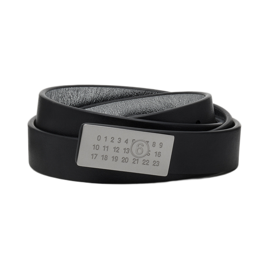 SA6TP0010P9198H1145 MM6 Maison Margiela Slim Numeric Buckle Leather Belt Black