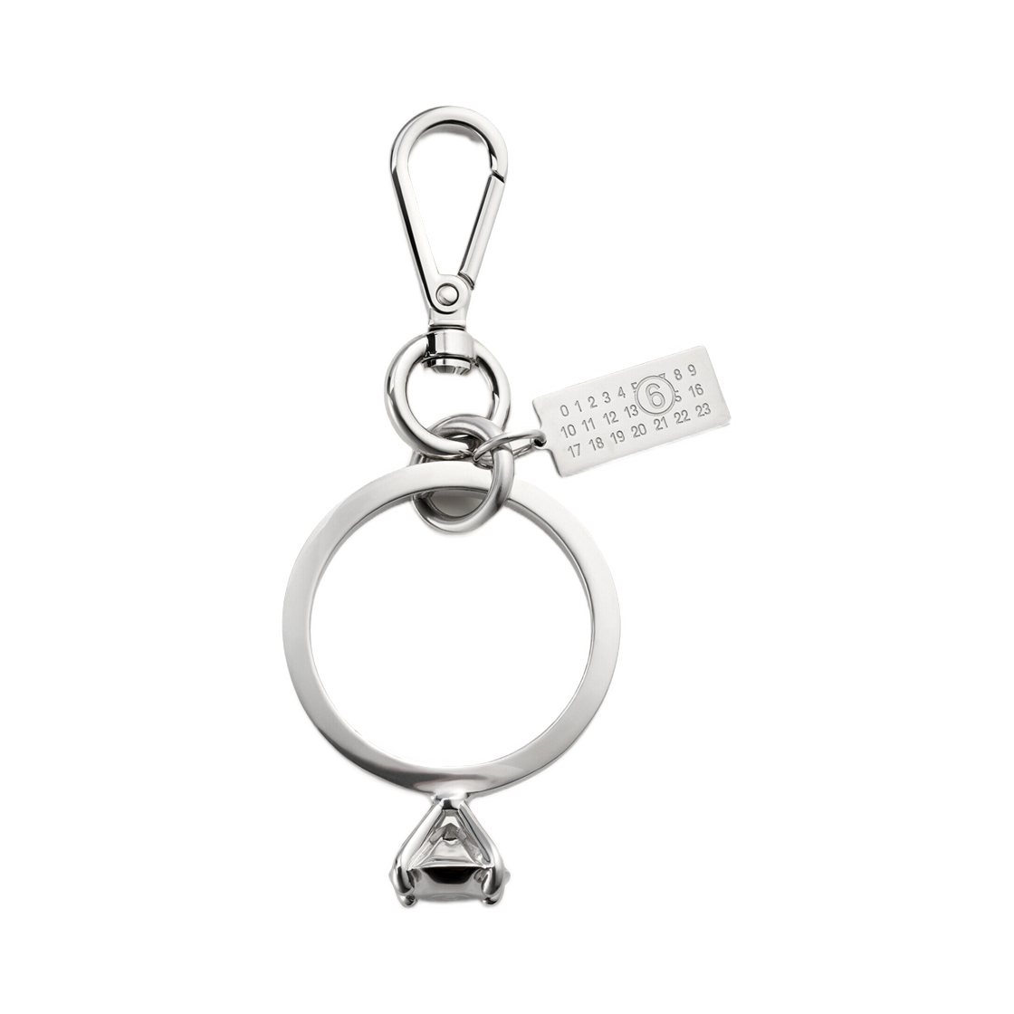 SM6UA0022P9210951 MM6 Maison Margiela Polished Palladium Clip Keyring Palladio