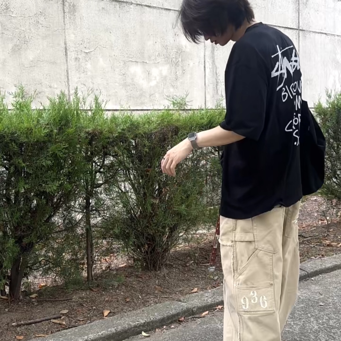 Stussy Big Love T-Shirt Black 착용 스타일 - 2
