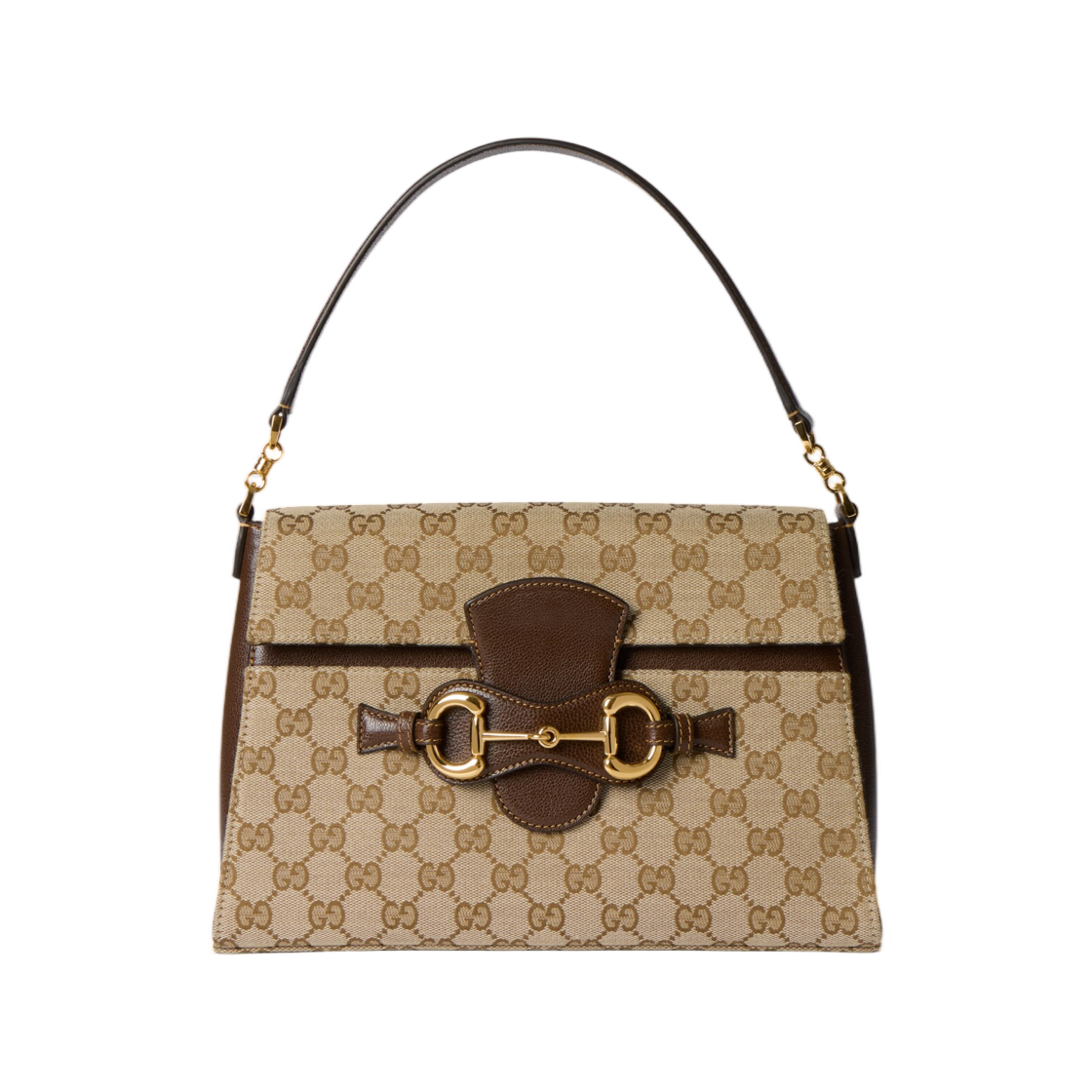 A006N6-FAGGX-9651 Gucci Horsebit Duomo Medium Top Handle Bag Sand Dark Brown
