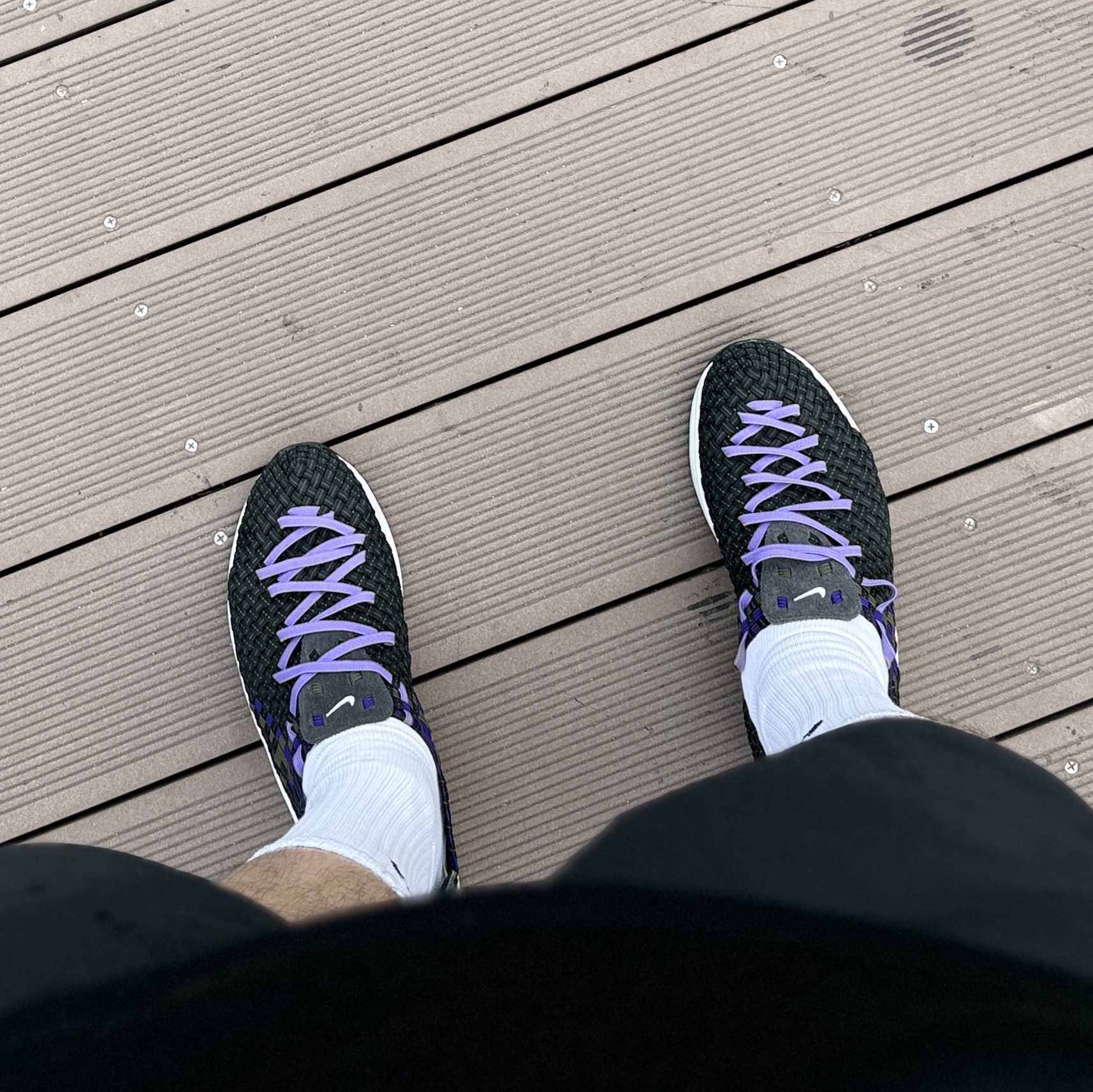 Nike Air Woven Black Court Purple 착용 스타일 - 1