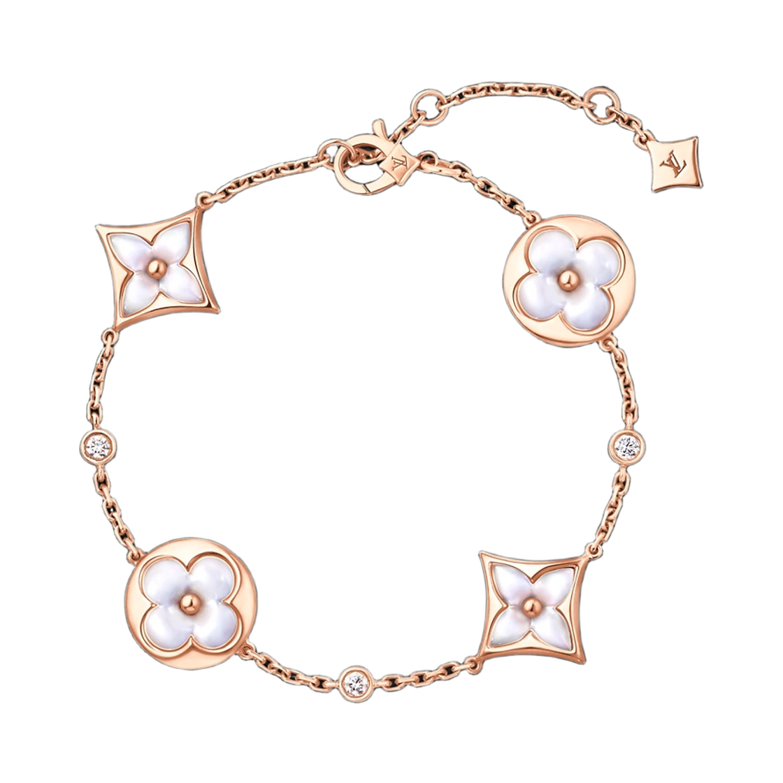 Q95596 (W) Louis Vuitton Color Blossom BB Multi Motif Bracelet Pink Gold White Mother of Pearl Diamond