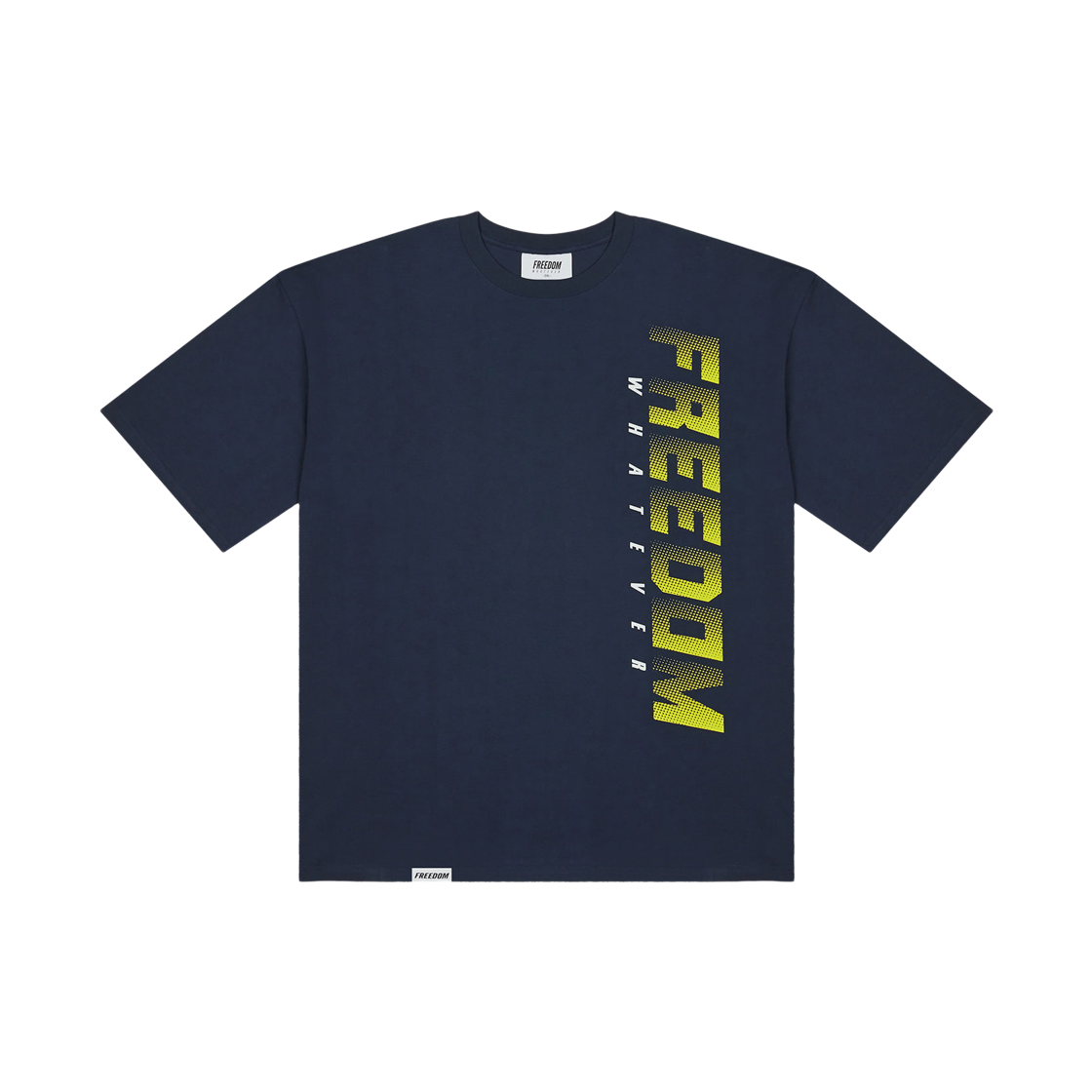 프리덤 프리덤 사이드 로고 티셔츠 네이비/옐로우(FREEDOM FREEDOM Side Logo T-shirts Navy/Yellow)