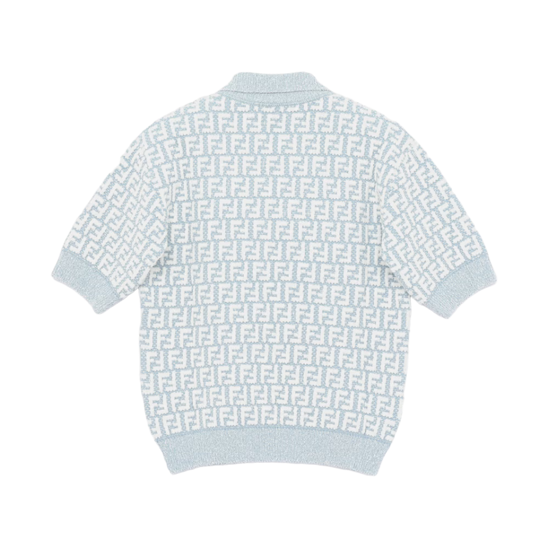 (키즈) 펜디 FF 로고 올오버 자카드 숏슬리브 니트 라이트 블루((Kids) Fendi FF Logo Allover Jacquard Short Sleeve Knit Light Blue) - 2