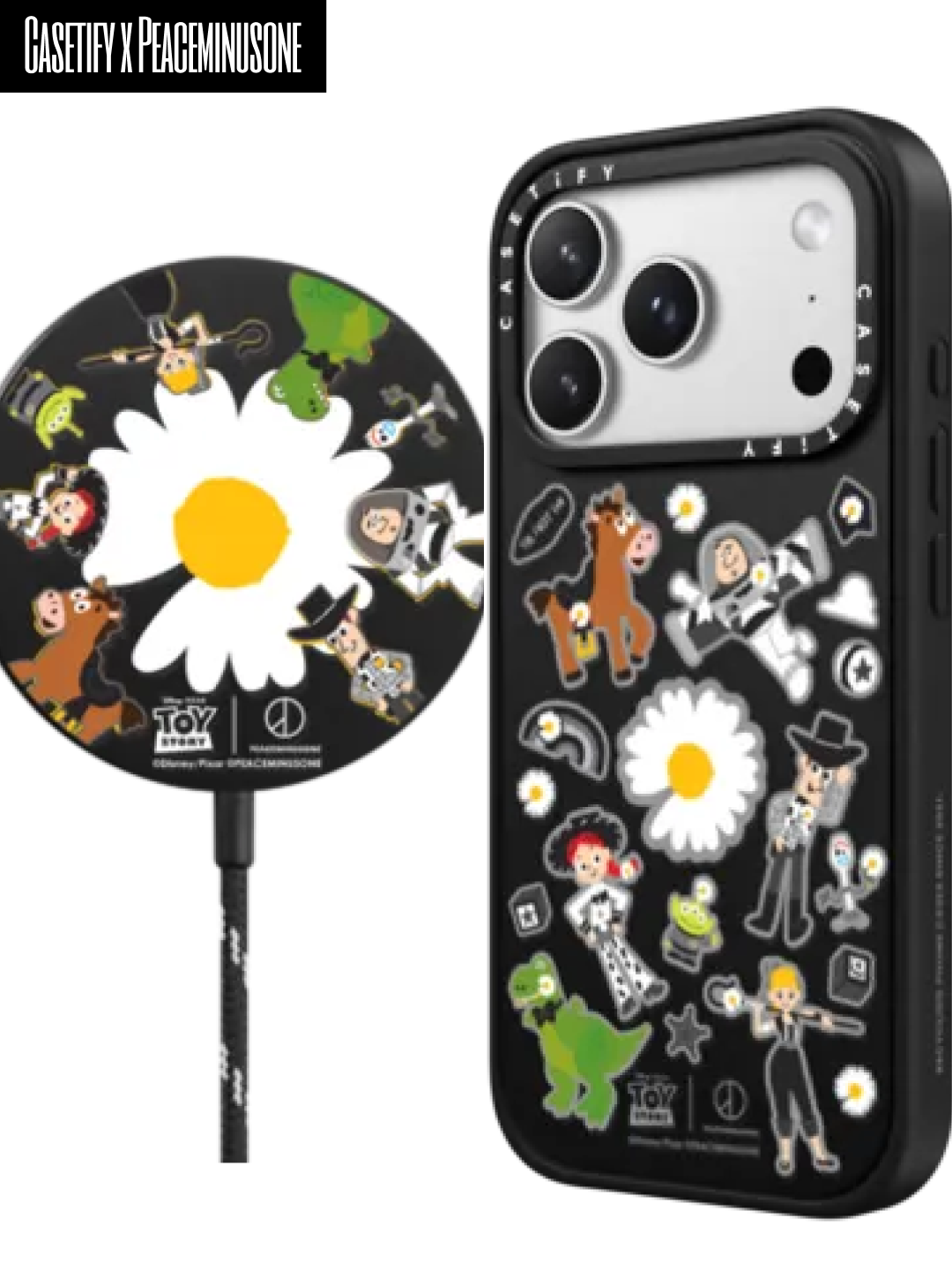 Casetify x Peaceminusone x Toy Story The First Fan Symbol Magsafe Glaze Case, Casetify x Peaceminusone x Toy Story The First Fan Sticker Magsafe Impact Case 착용 스타일 - 3