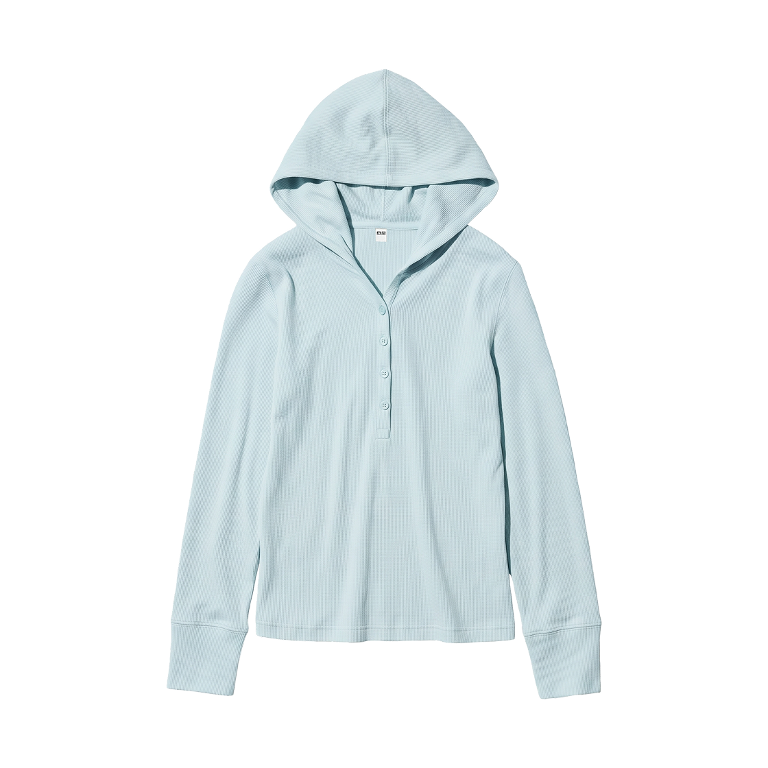 488298-60 (W) Uniqlo Hooded Ribbed Long Sleeve T-Shirt Light Blue