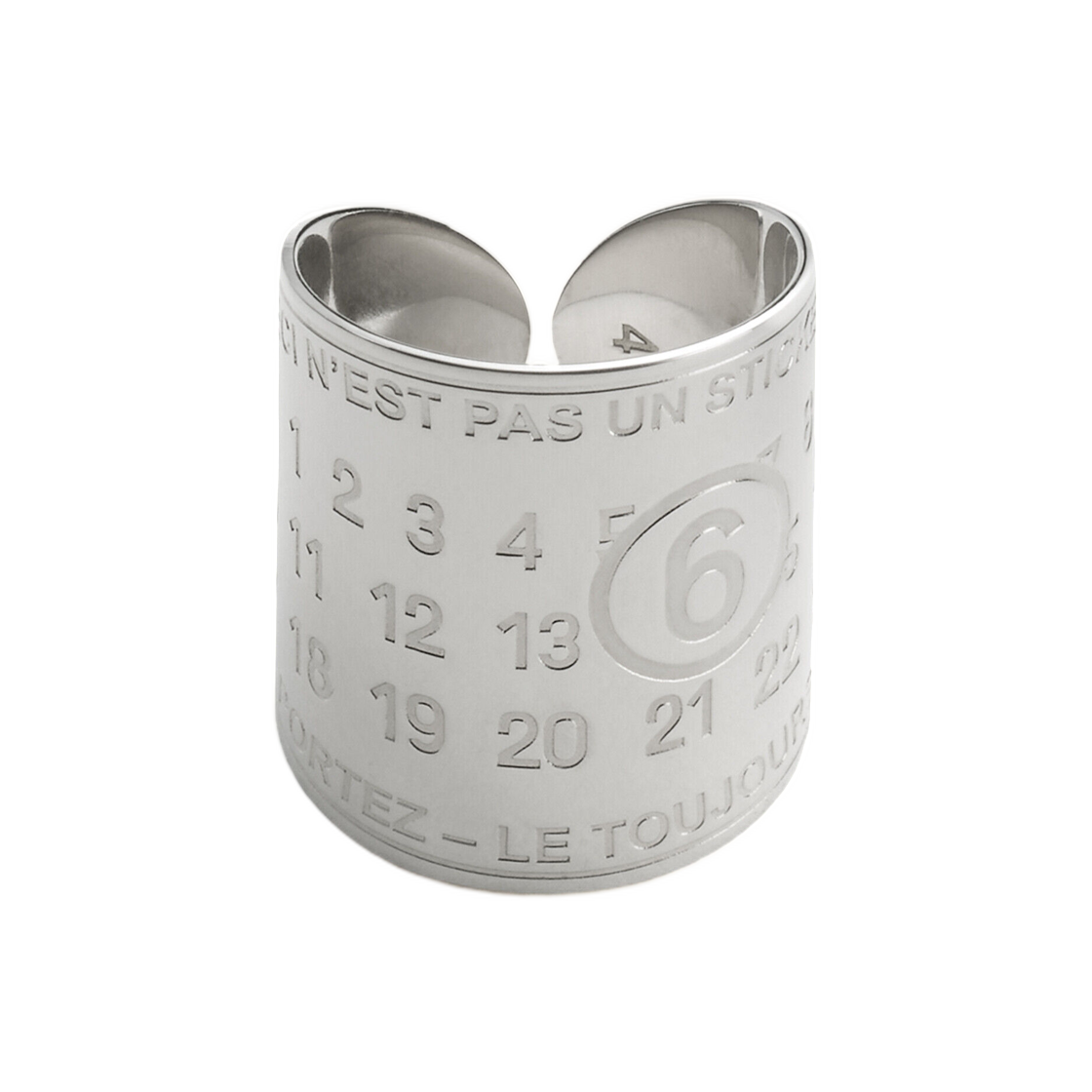 SM6UQ0123P9220951 MM6 Maison Margiela Souvenir Sticker Band Ring Polished Palladio