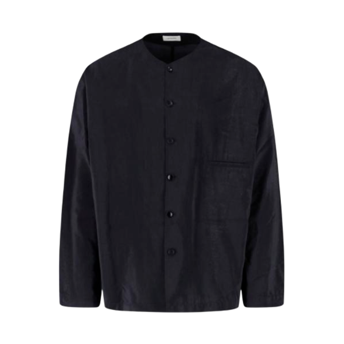 SH1235-LF1308-999 Lemaire V Neck Shirt in Dry Silk Black