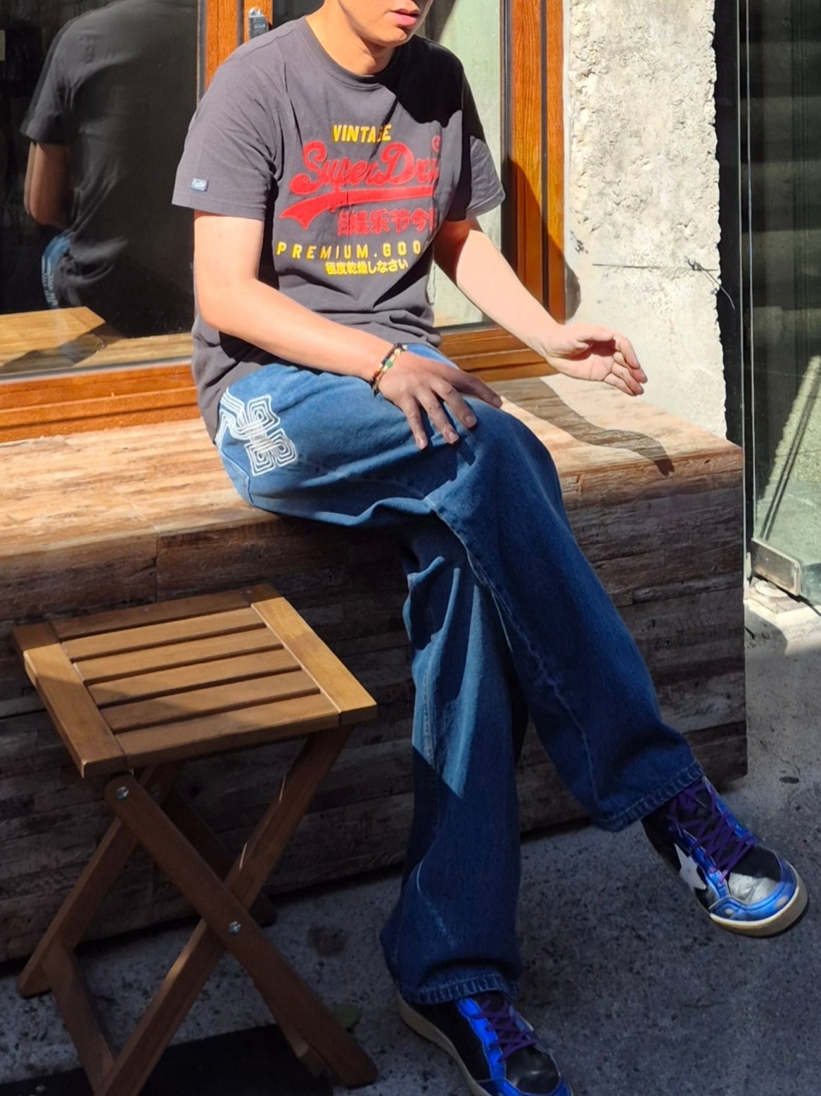 (W) Deus Ex Machina Bonham Jeans Dark Indigo, Supreme Bandana Jacquard Denim Camp Cap Blue - 25SS 착용 스타일 - 1