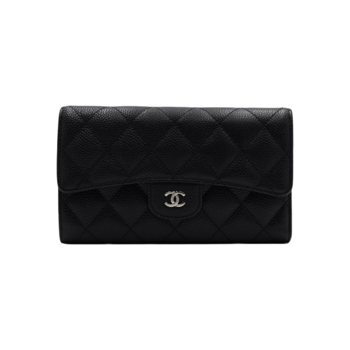 ITST8OI5NSEF Chanel Black Caviar Silver CC Classic Flap Wallet