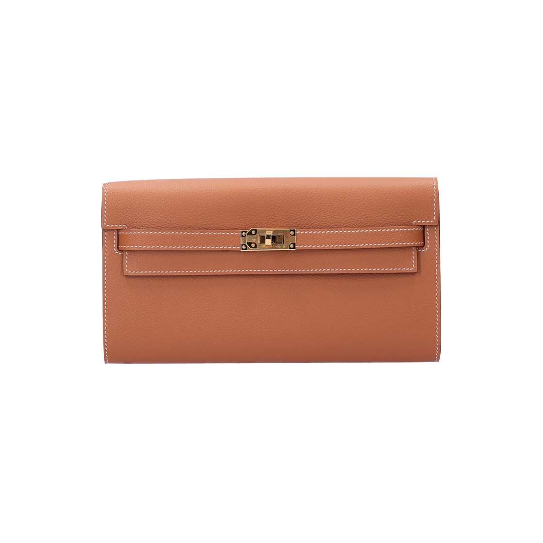 ITM5HG9AVDU2 Hermes Kelly Classic To Go Long Wallet in Evercolor & Gold Hardware, Gold B Stamp