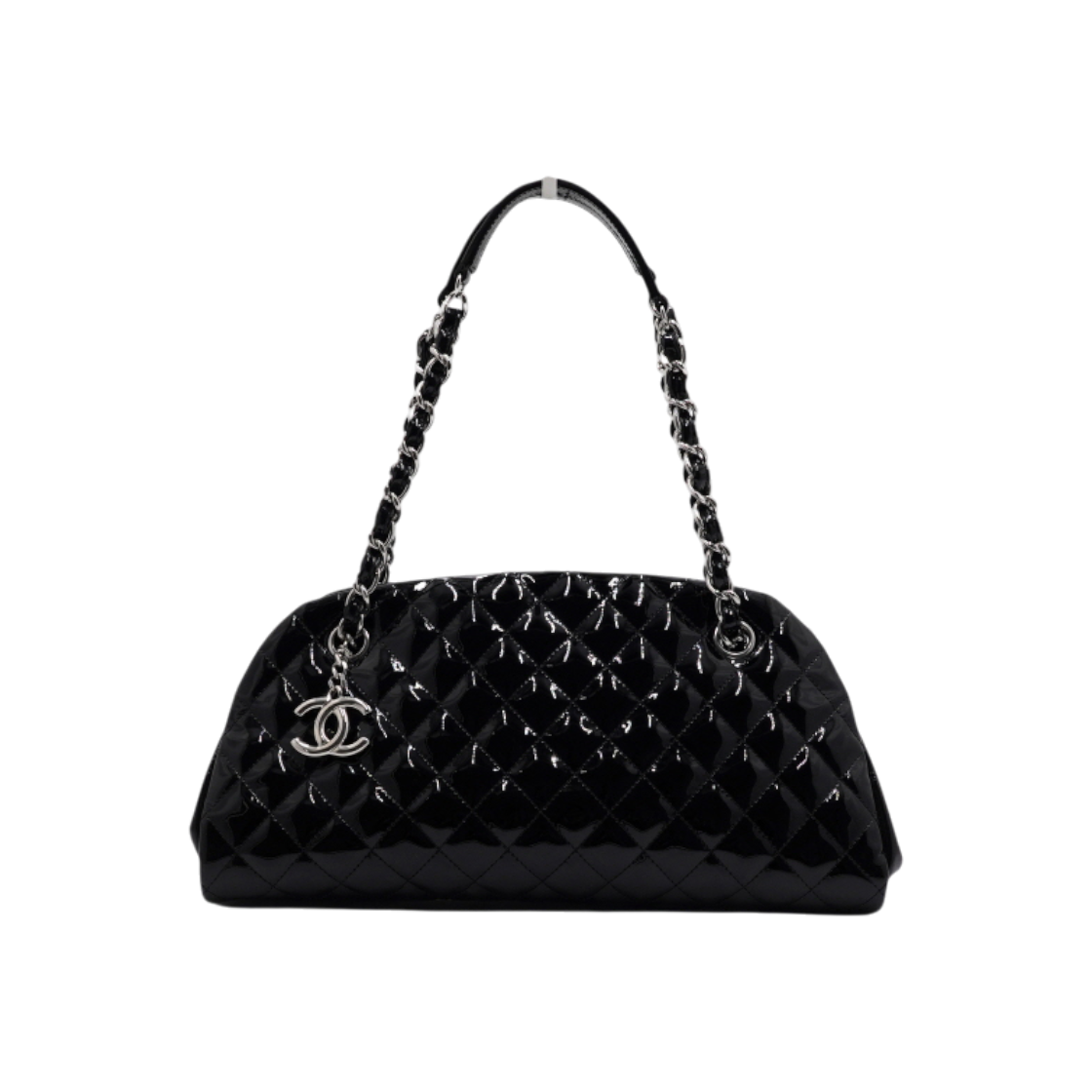 샤넬 A50557 블랙 페이던트 마드모아젤 미디엄 퀼팅 은장체인 숄더백aa65143(Chanel A50557 Black Patent Mademoiselle Medium Quilted Silver Chain Shoulder Bag)