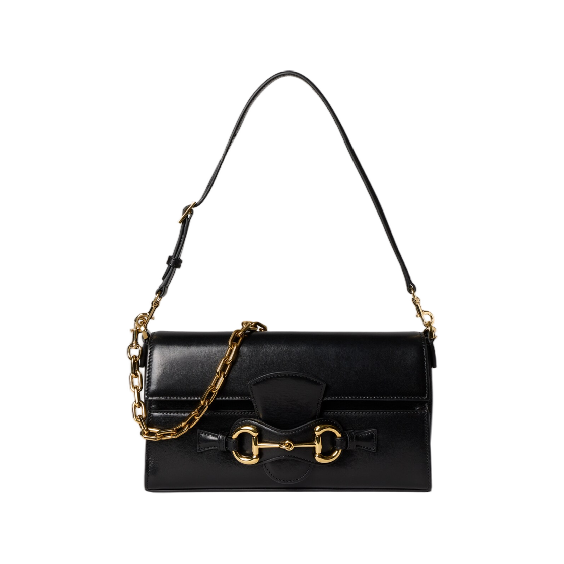 A006KQ-AAG8B-1000 Gucci Horsebit Ristretto Medium Shoulder Bag Black