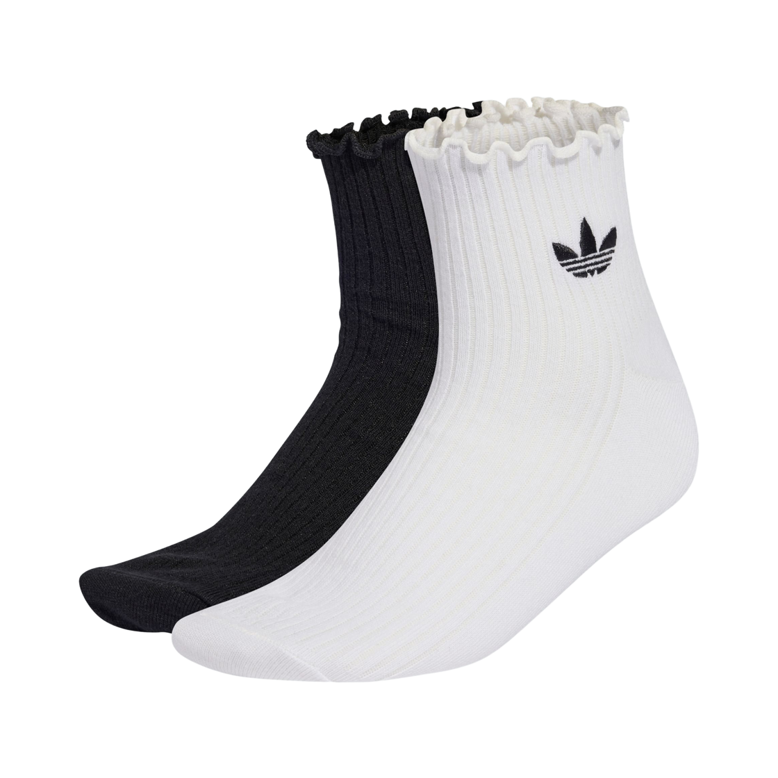 KD8367 Adidas Original Ruffle Quarter Socks Black White (2 Pack)