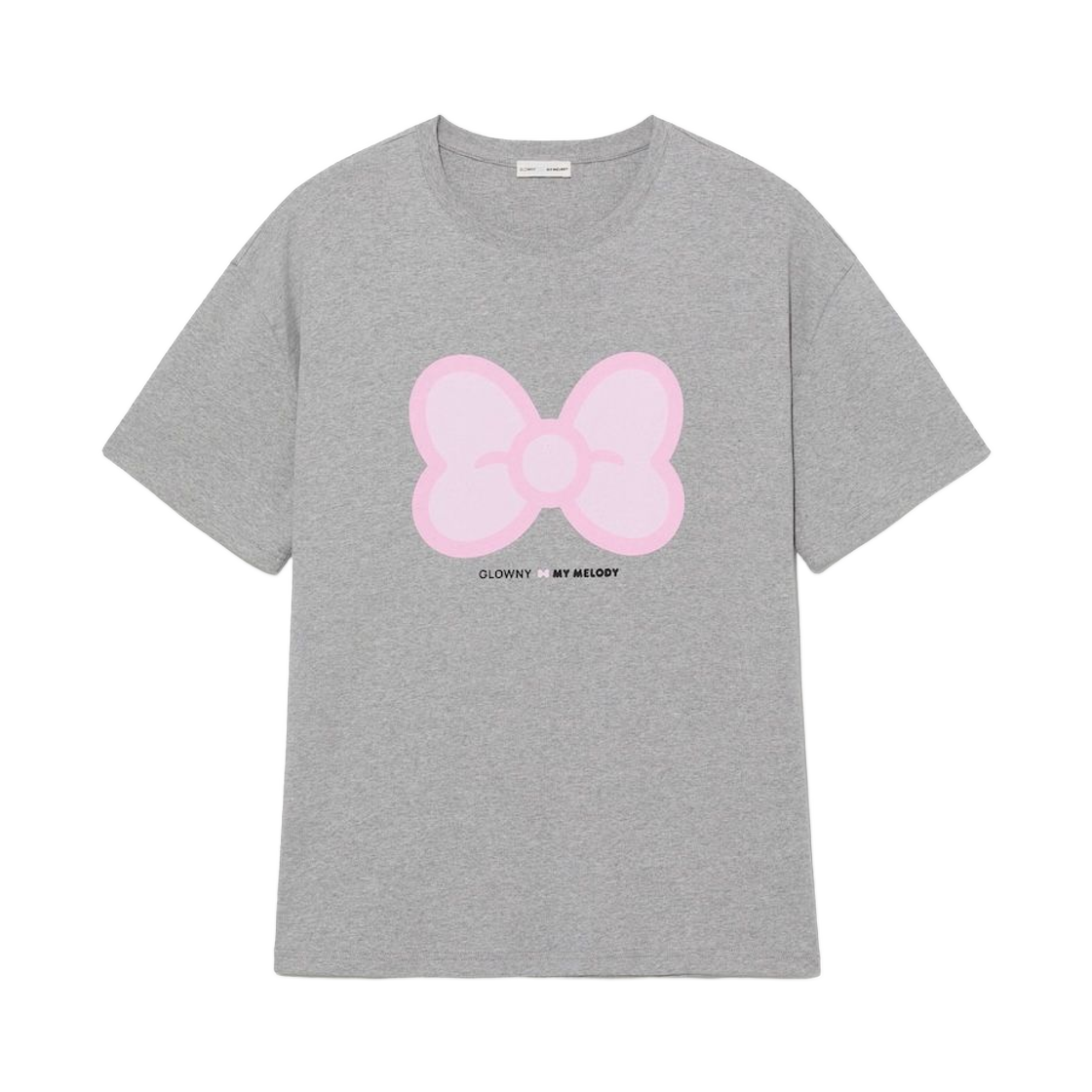 (W) 글로니 x 마이 멜로디 빅 보우 박시 티셔츠 멜란지 그레이((W) Glowny x My Melody Big Bow Boxy T-Shirt Melange Gray)