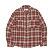 NOMANUAL Flannel Check Shirt Jacket Burgundy