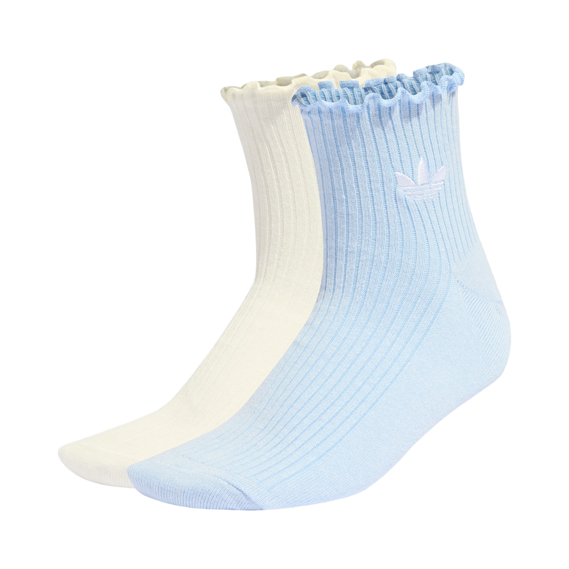 KD8368 Adidas Original Ruffle Quarter Socks Crystal Sky Off White (2 Pack)
