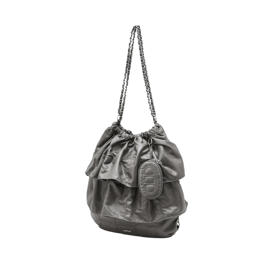 AABA6F715G2 Athe Vanessabruno Acc Gray Dupeskin Frill Chain Backpack & Shoulder Bag M Normal Grey