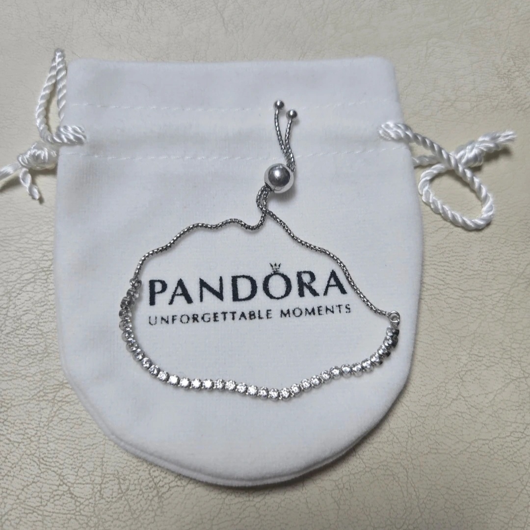 (W) Pandora Moments Snake Chain Bracelet Sterling Silver, Pandora Moments Round Clasp Braided Leather Bracelet Blue Sterling Silver 착용 스타일 - 2